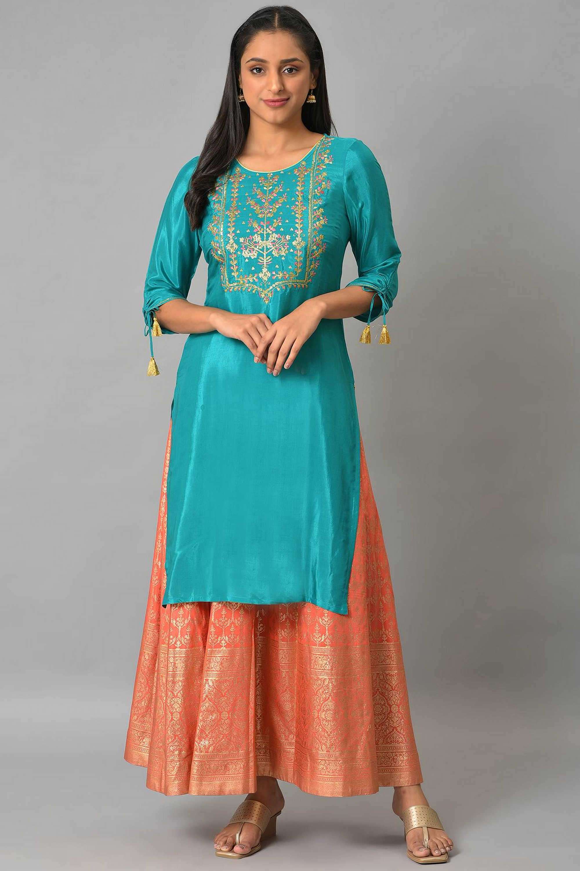 Embroidered-Blended-Fabric-Women-s-Festive-Wear-Kurta