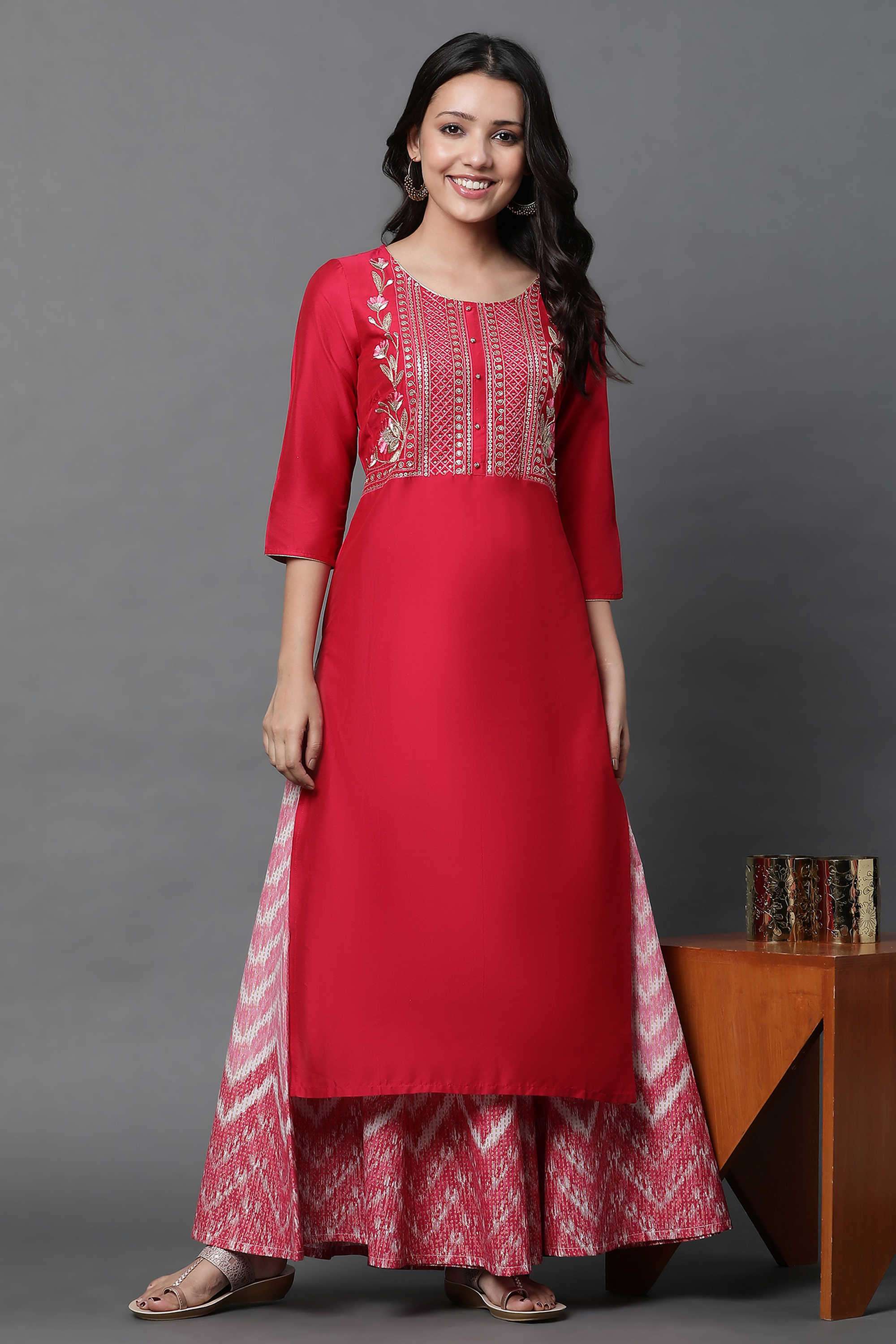 Textured-Blended-Fabric-Women-s-Festive-Wear-Kurta