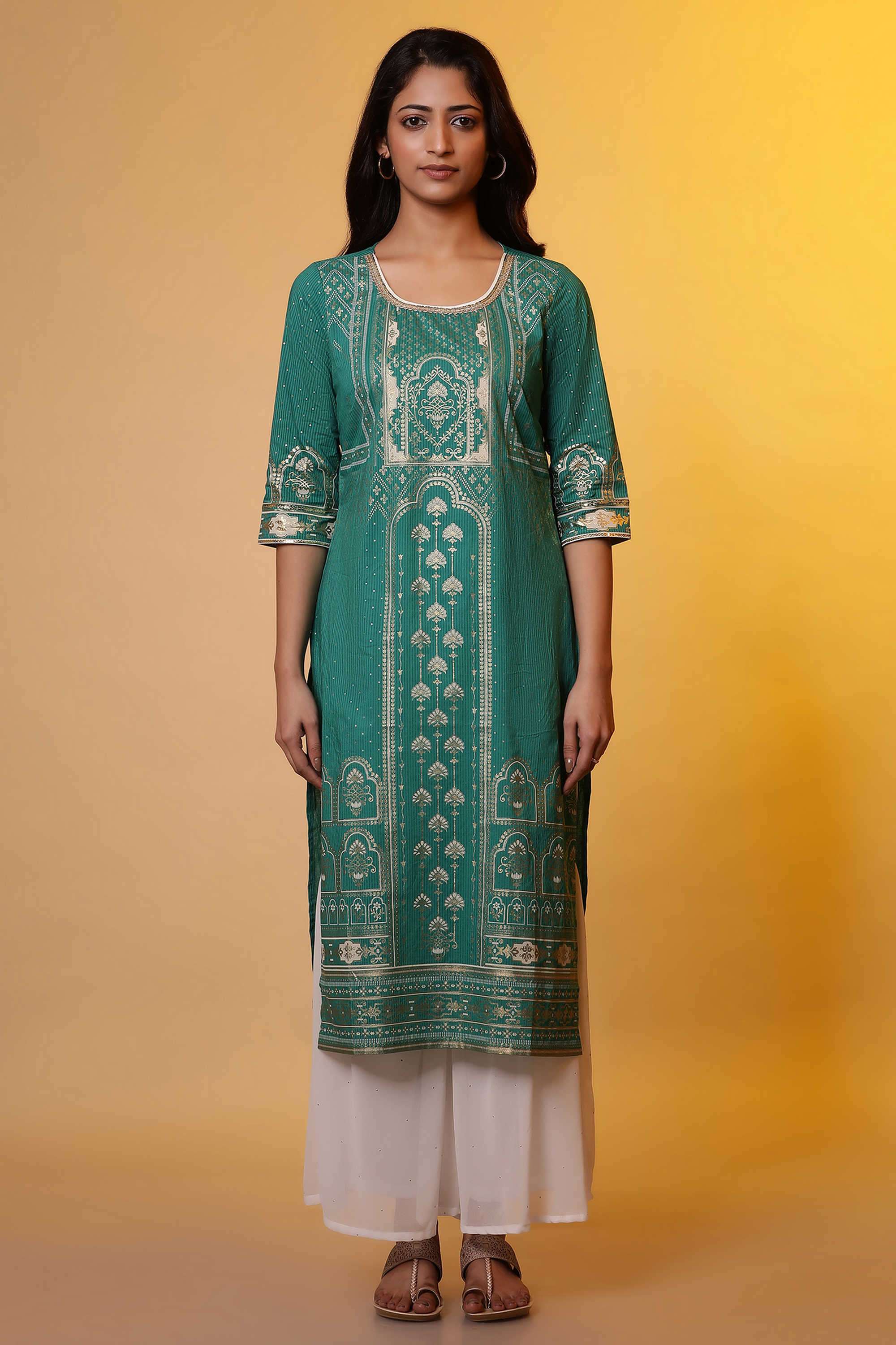 Printed-Cotton-Women-s-Festive-Wear-Kurta