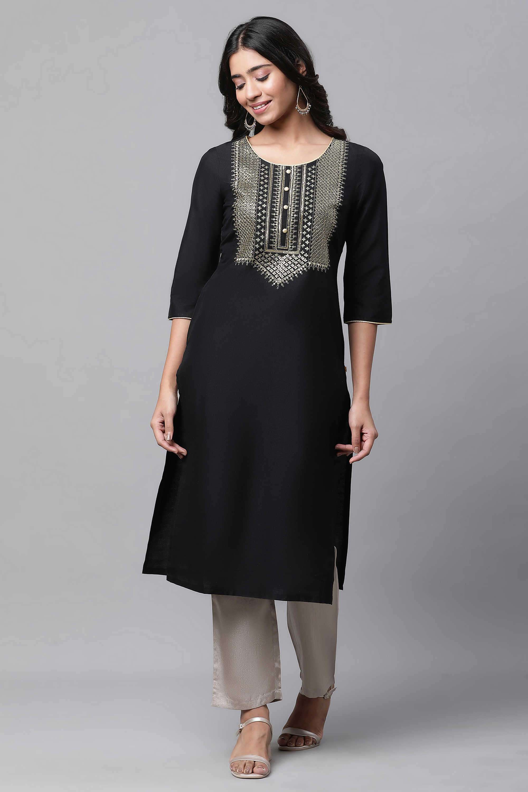 Embroidered-Blended-Fabric-Women-s-Festive-Wear-Kurta