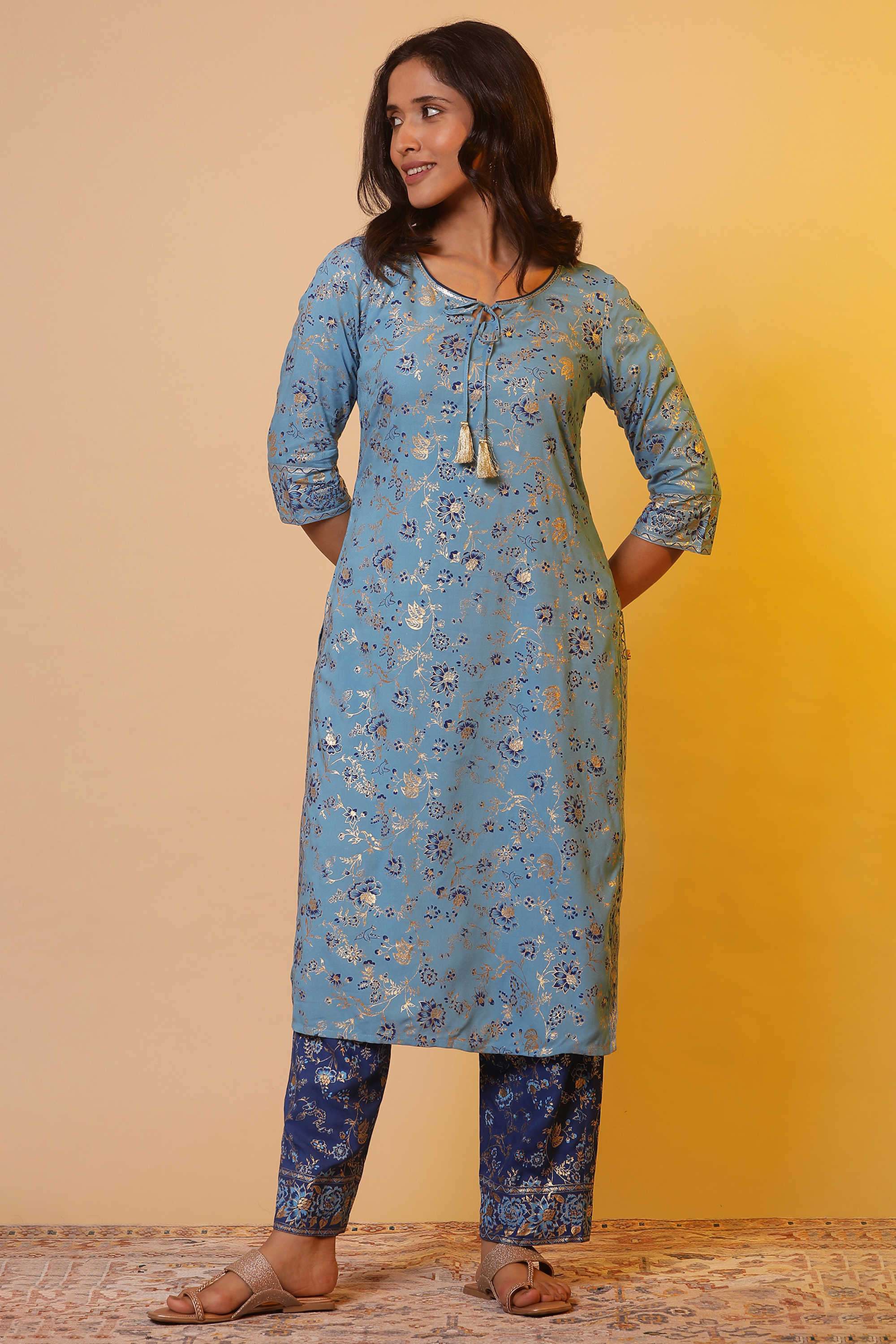 Floral-Blended-Fabric-Women-s-Festive-Wear-Kurta