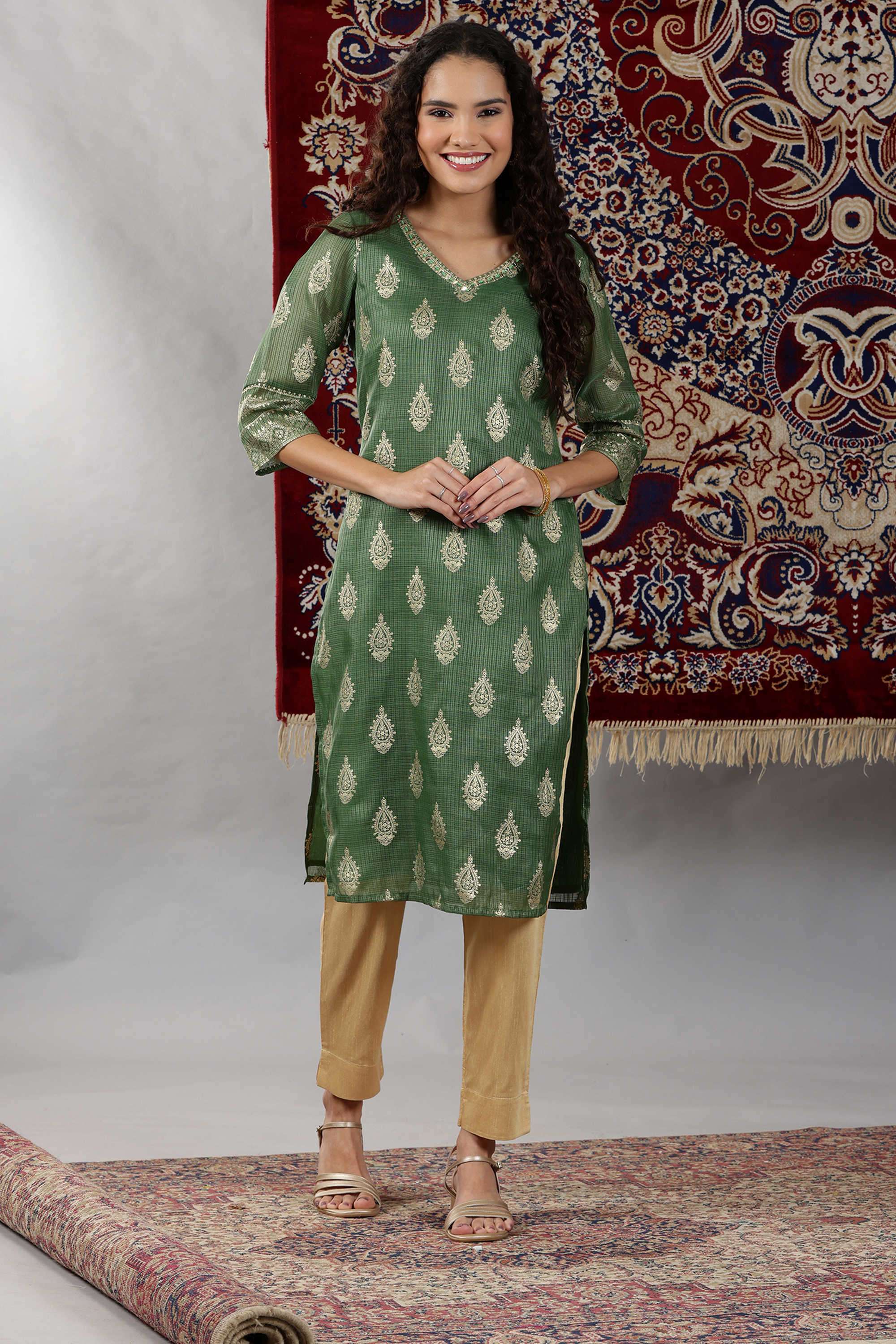 Abstract-Polyester-Women-s-Festive-Wear-Kurta