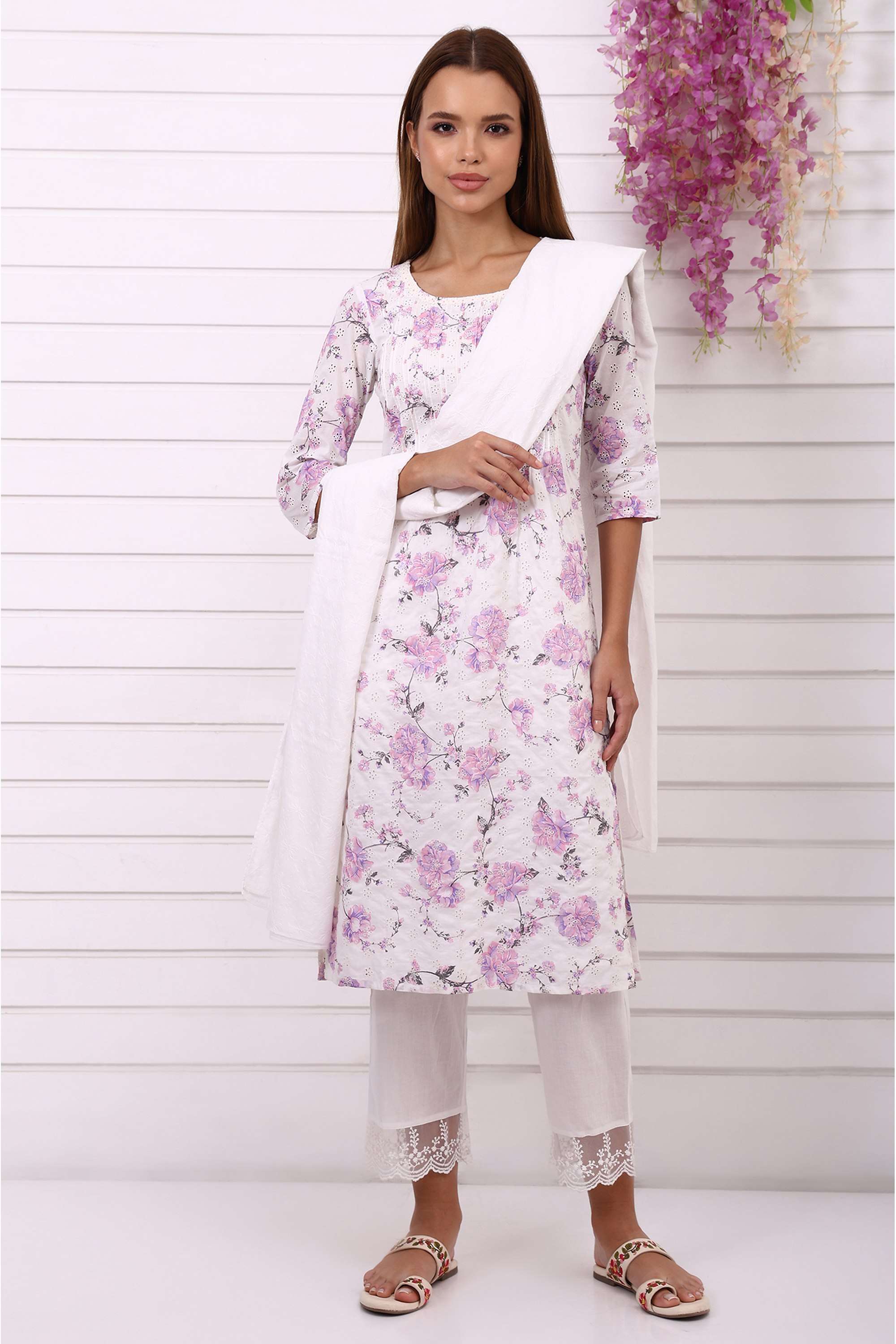 Embroidered-Cotton-Round-Neck-Women-s-Fusion-Wear-Kurta