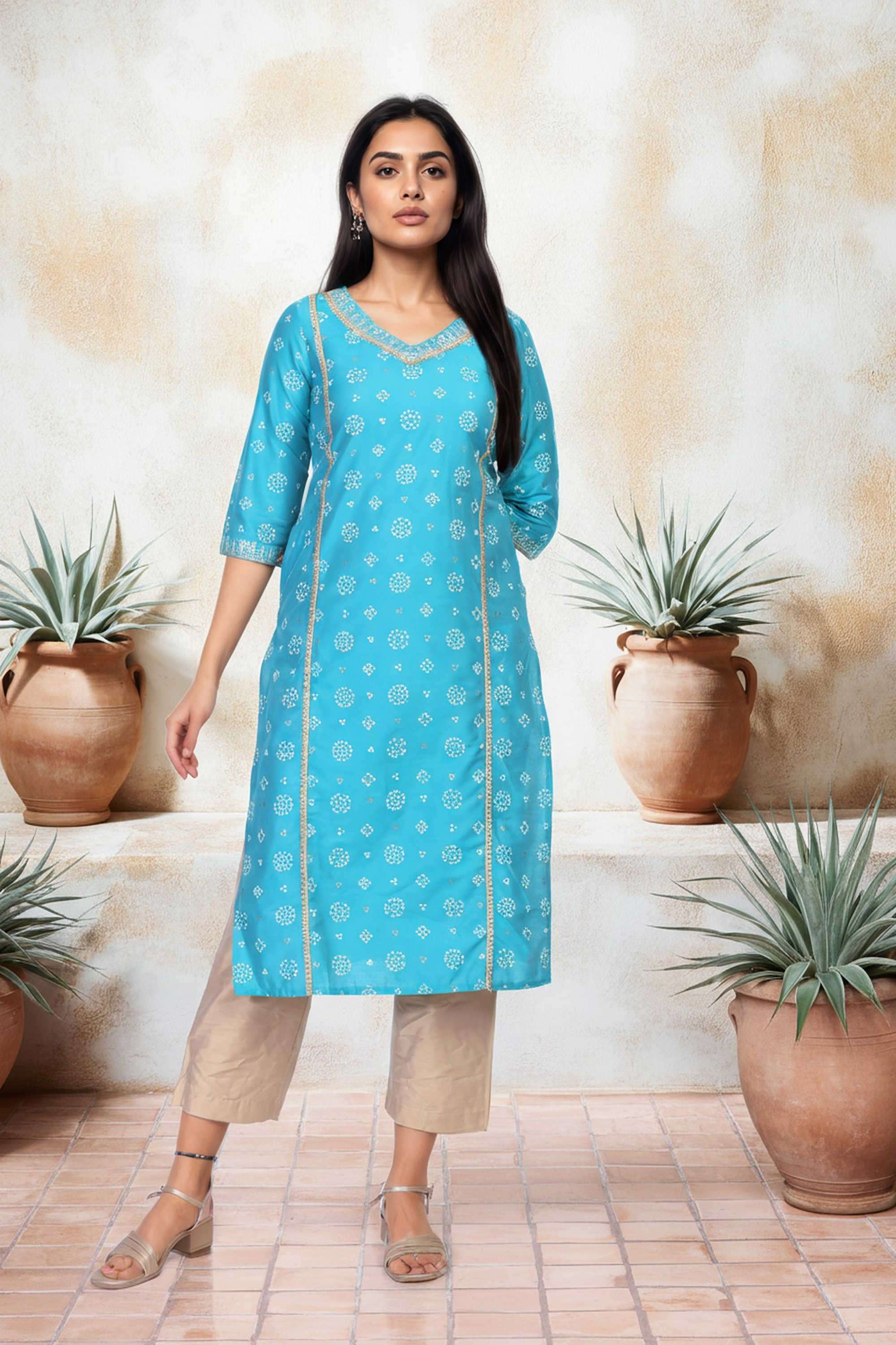 Abstract-Blended-Fabric-Women-s-Festive-Wear-Kurta