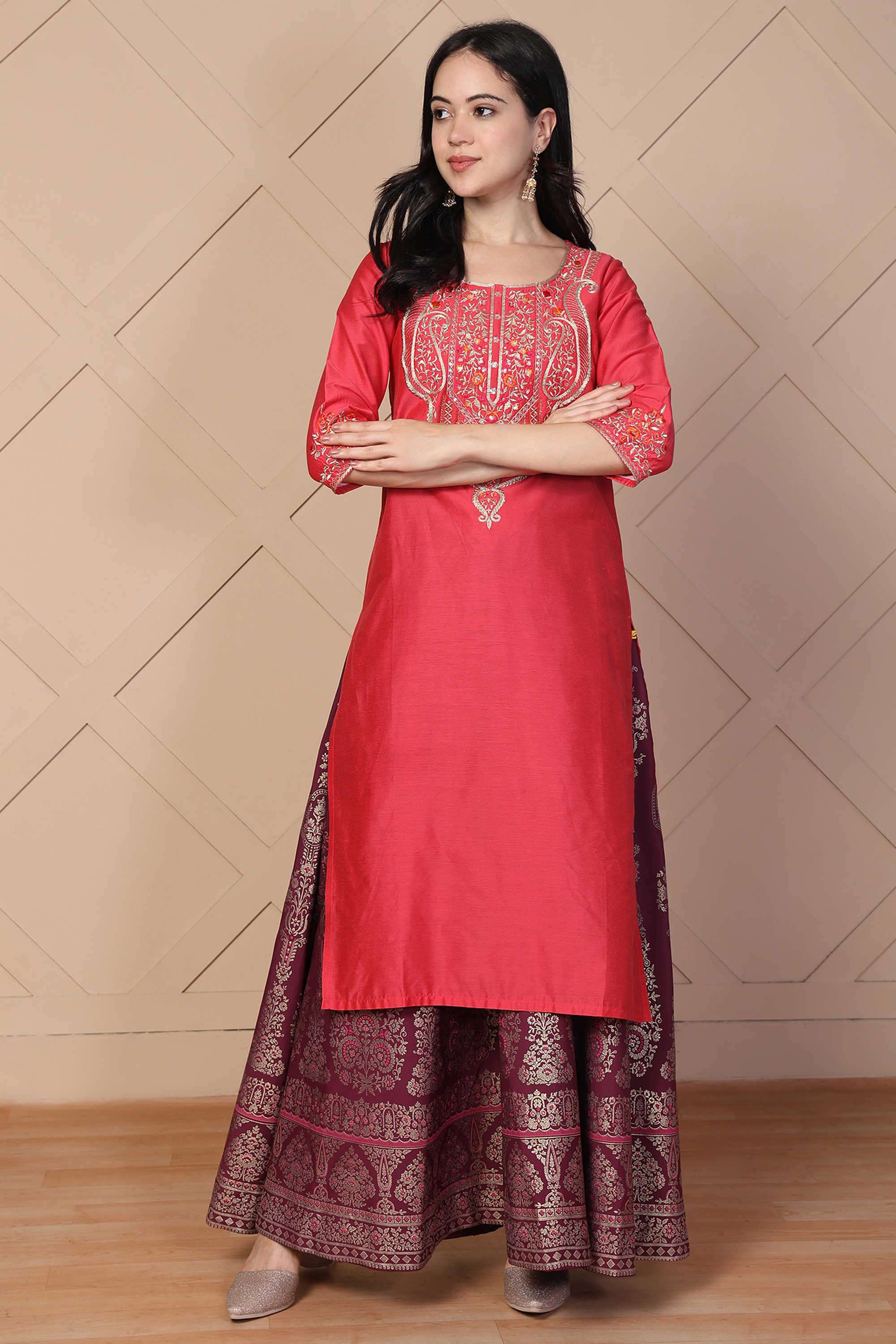 Embroidered-Blended-Fabric-Women-s-Festive-Wear-Kurta