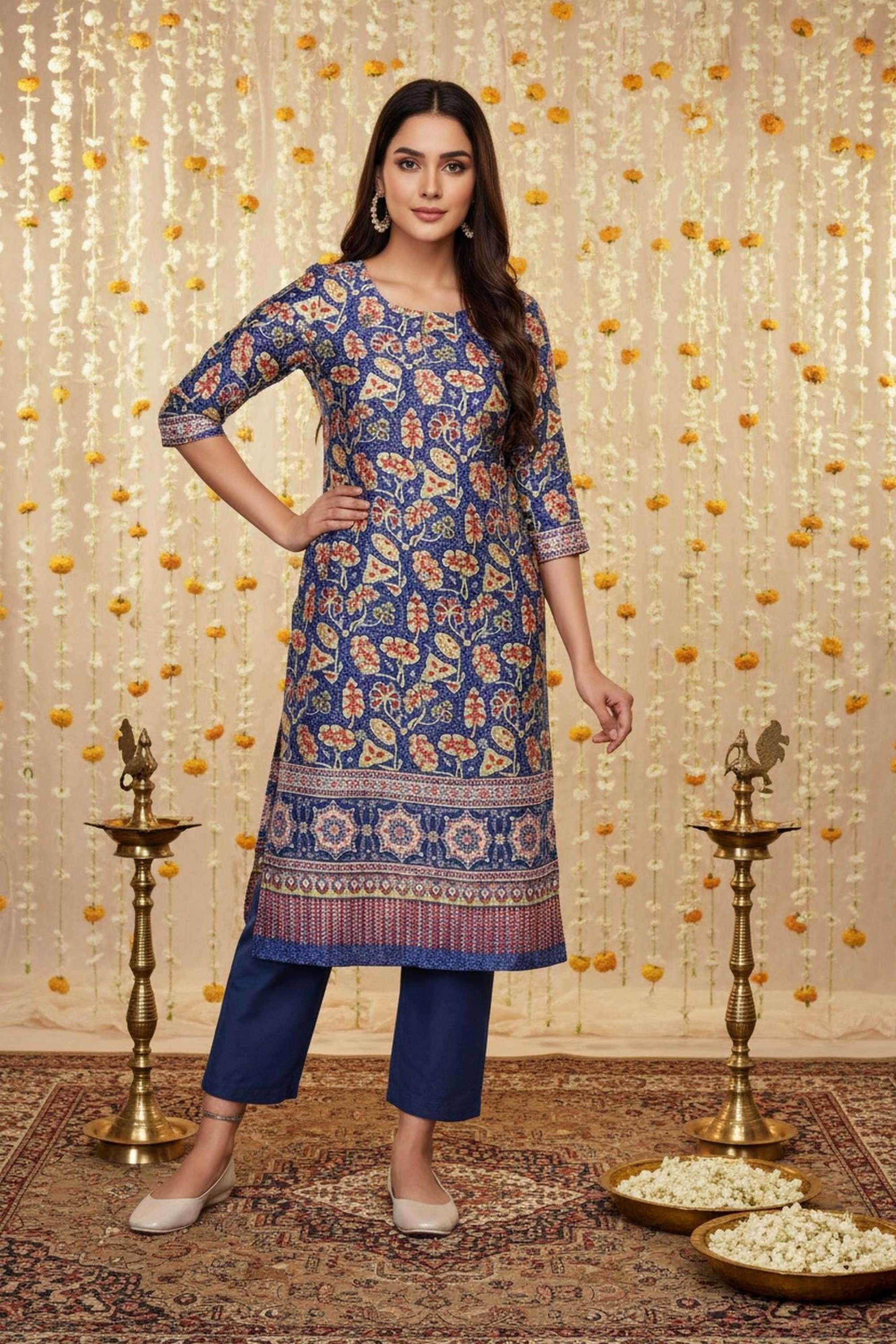 Textured-Blended-Fabric-Women-s-Festive-Wear-Kurta