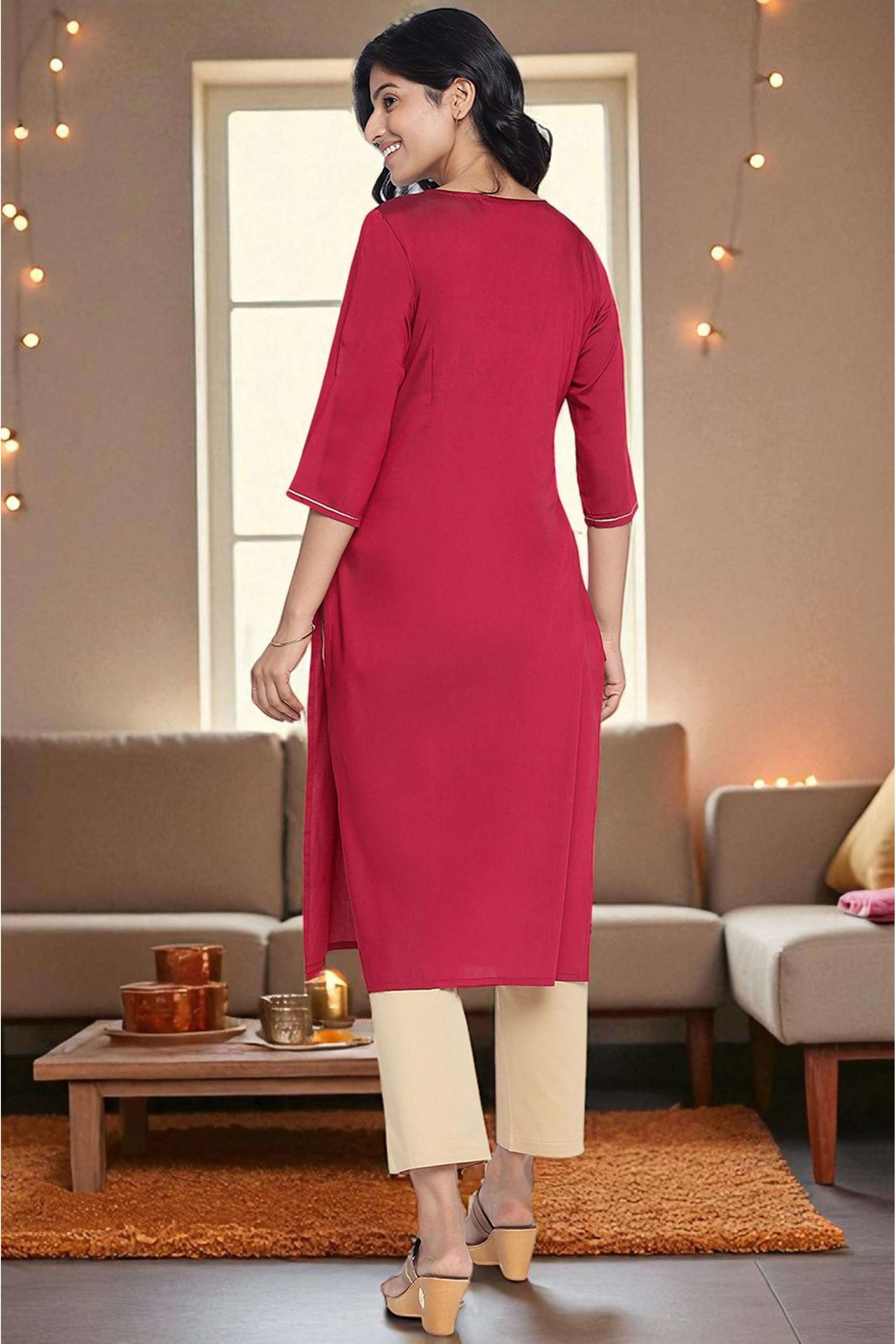 Solid-Viscose-Round-Neck-Women-s-Ethnic-Kurta