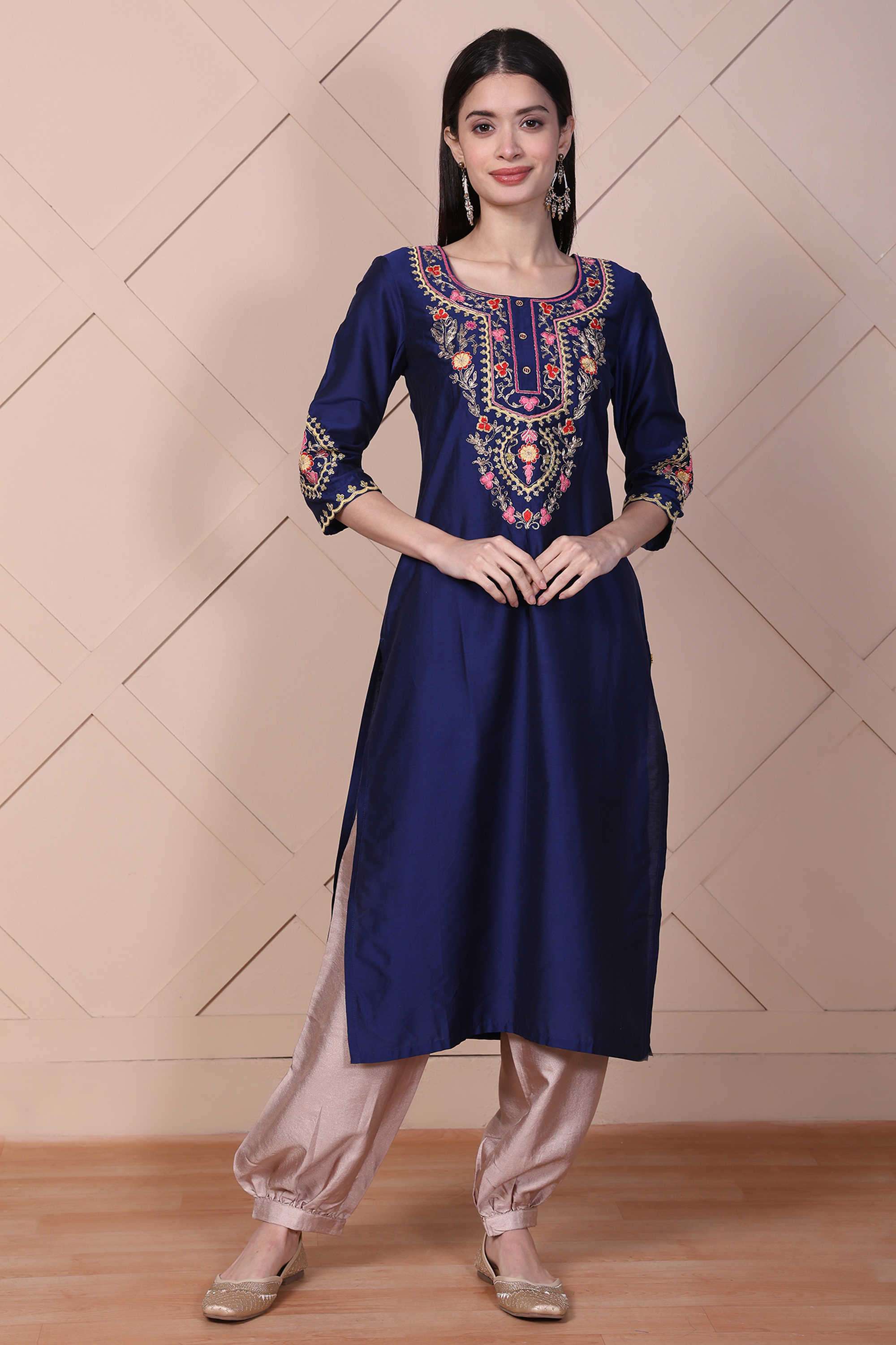 Embroidered-Blended-Fabric-Women-s-Festive-Wear-Kurta