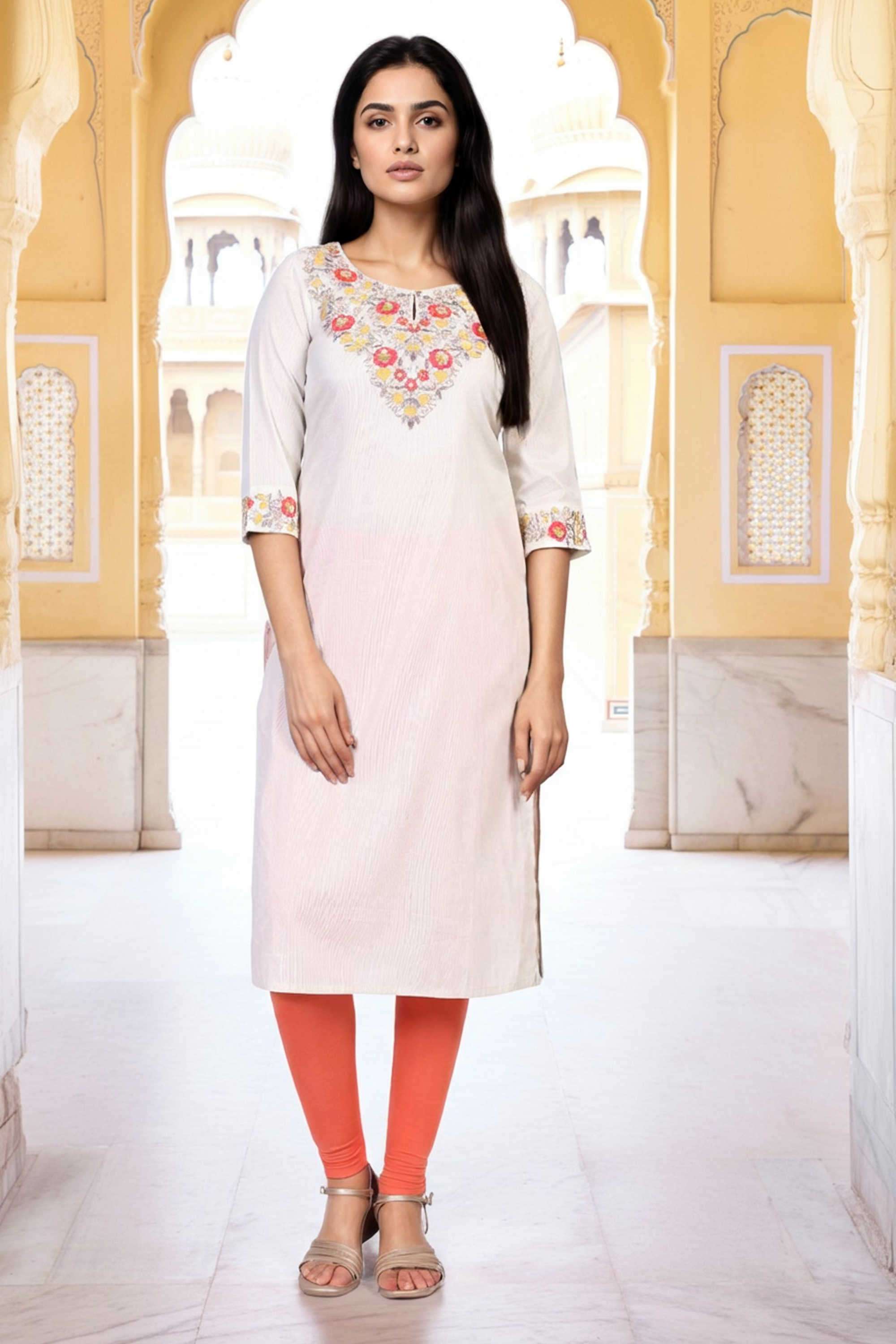 Embroidered-Blended-Fabric-Women-s-Festive-Wear-Kurta