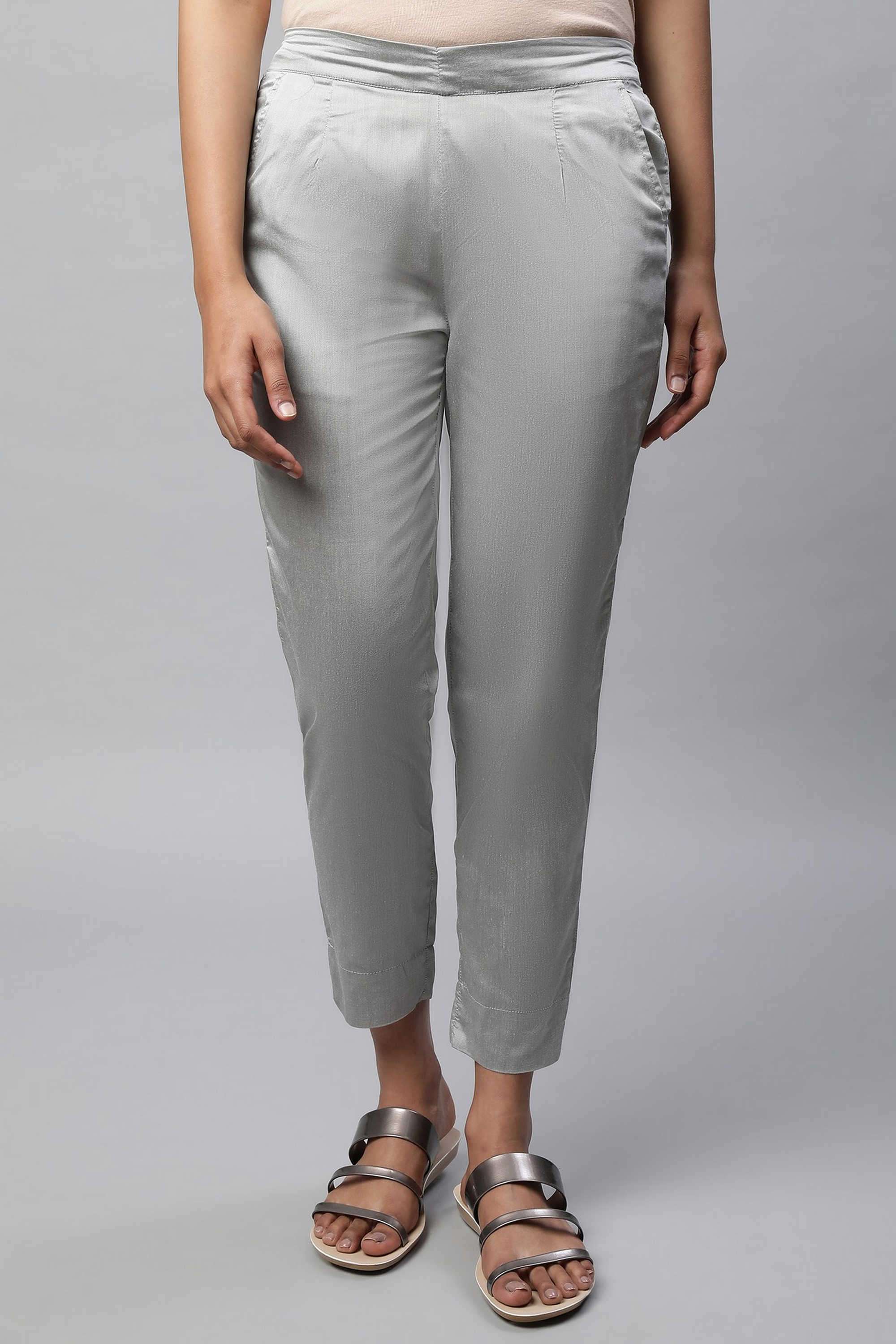 Solid-Blended-Fabric-Women-s-Festive-Wear-Trousers