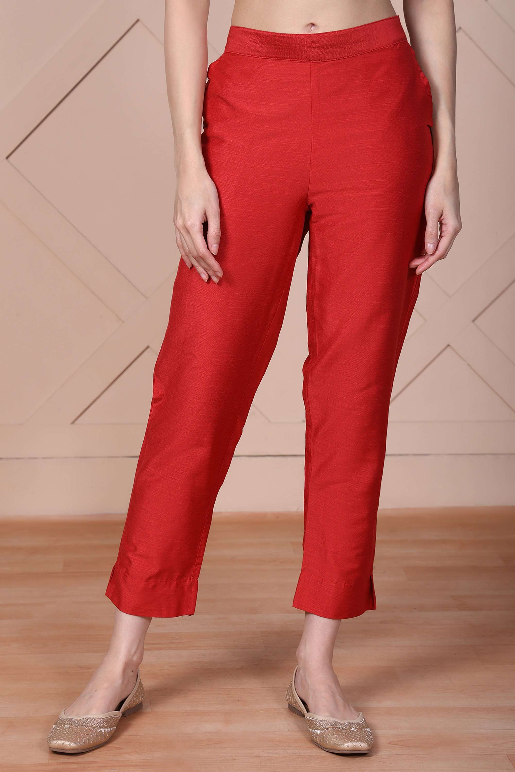 Solid-Straight-Fit-Viscose-Women-s-Casual-Wear-Trousers