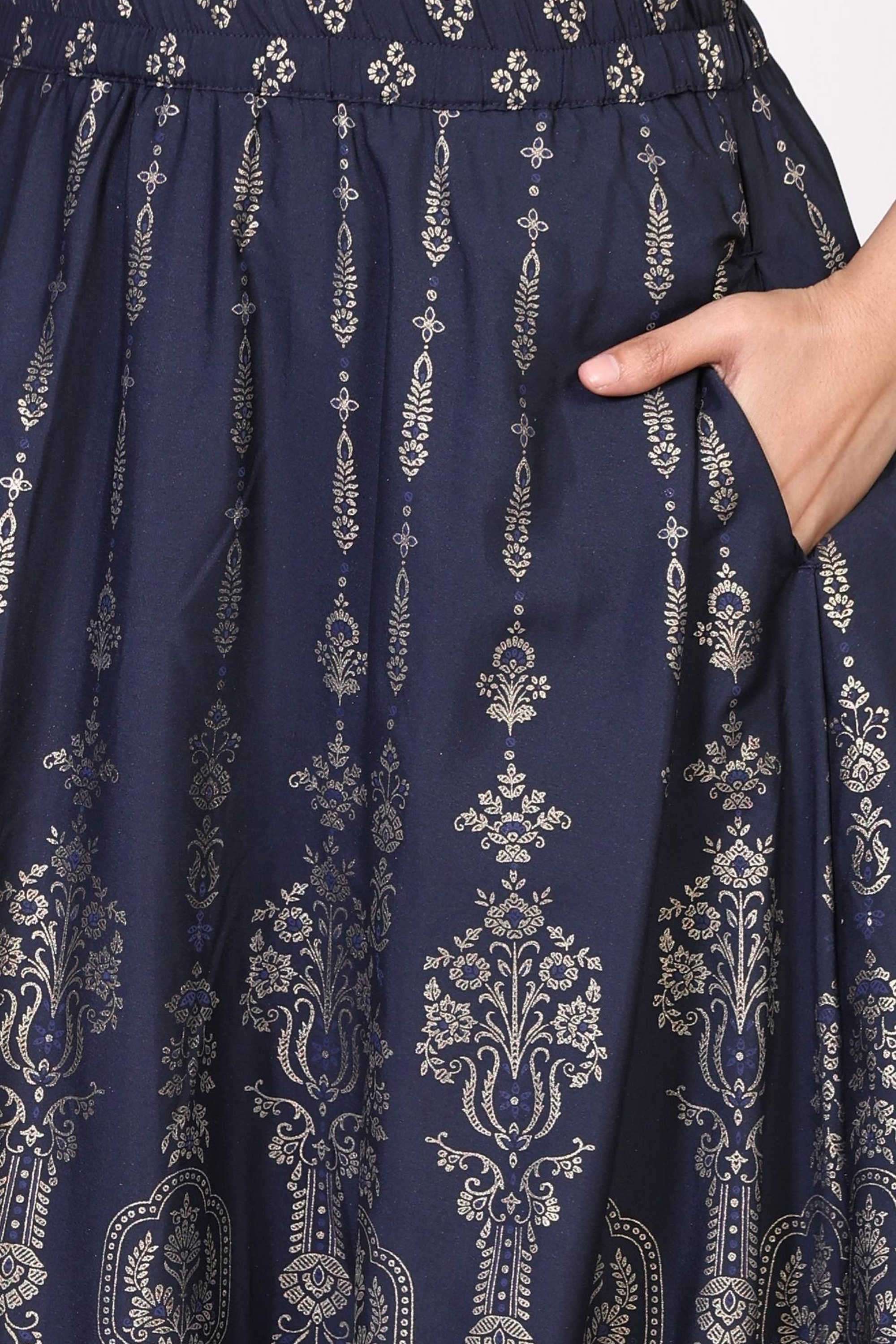 Full-Length-Polyester-Women-Festive-Wear-Skirts