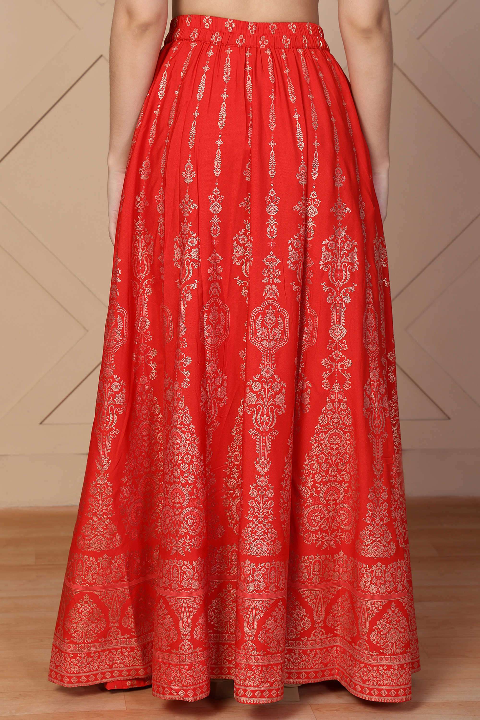Full-Length-Polyester-Women-Festive-Wear-Skirts