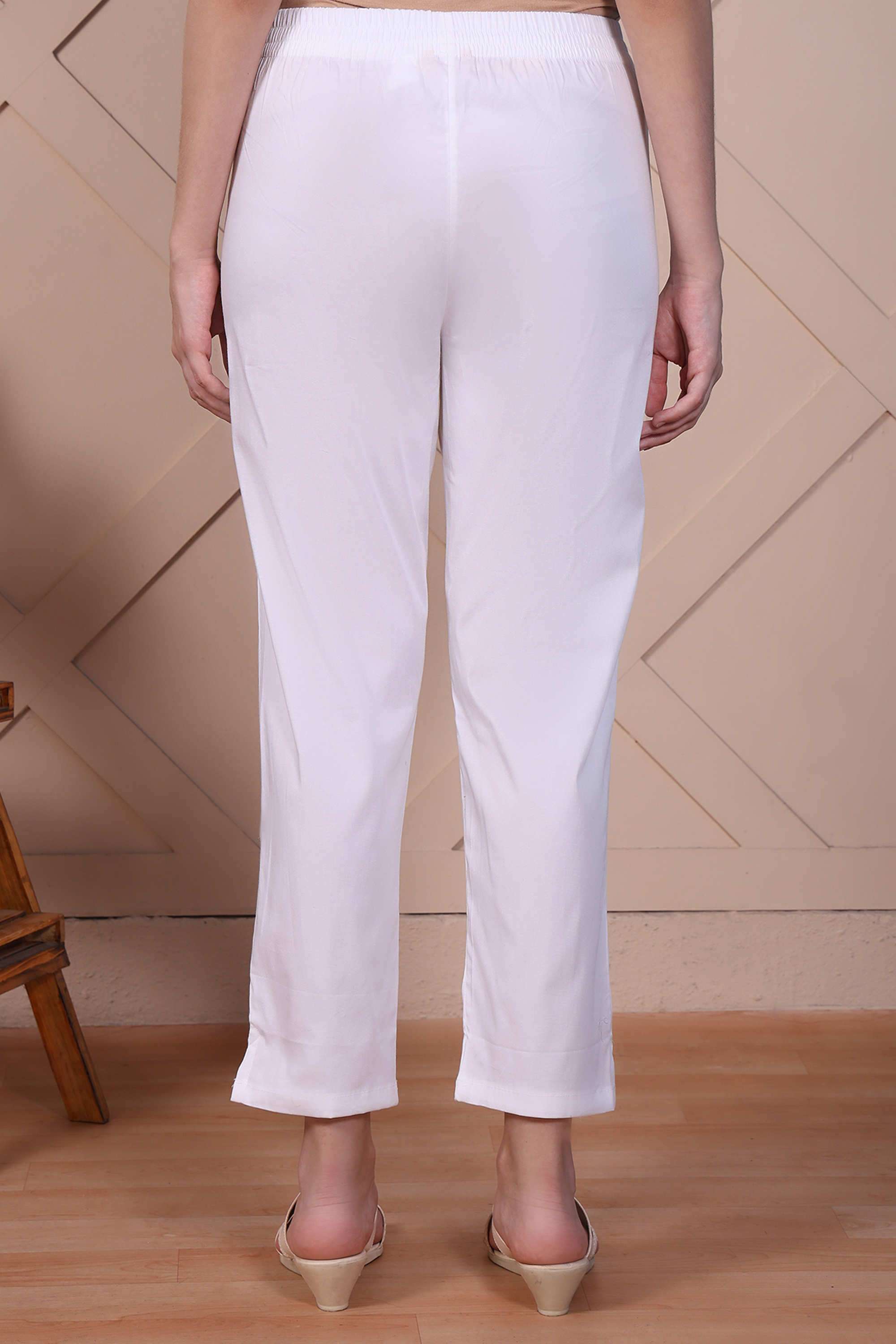 Solid-Cotton-Blend-Women-Pants