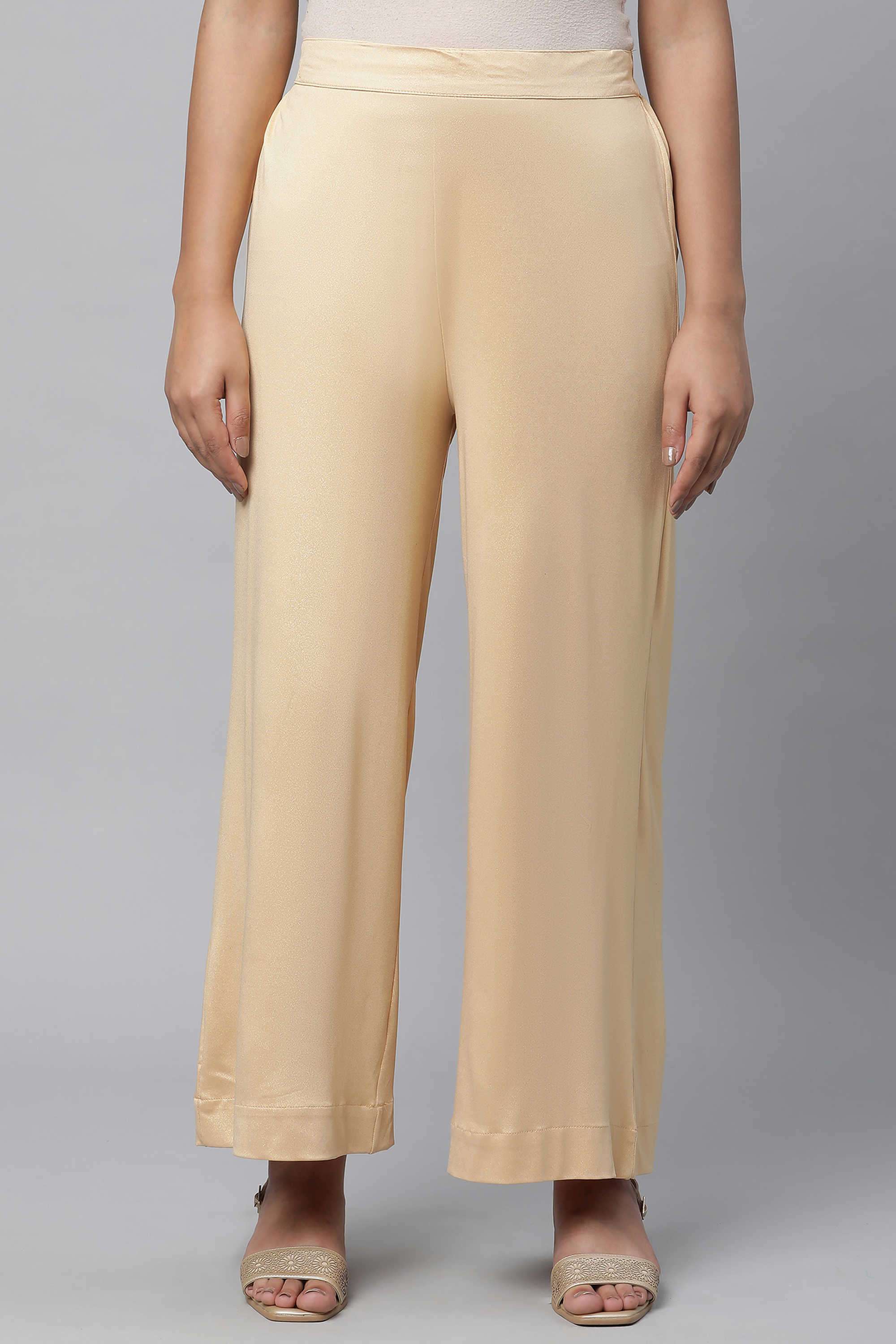 Solid-Blended-Fabric-Women-Palazzos