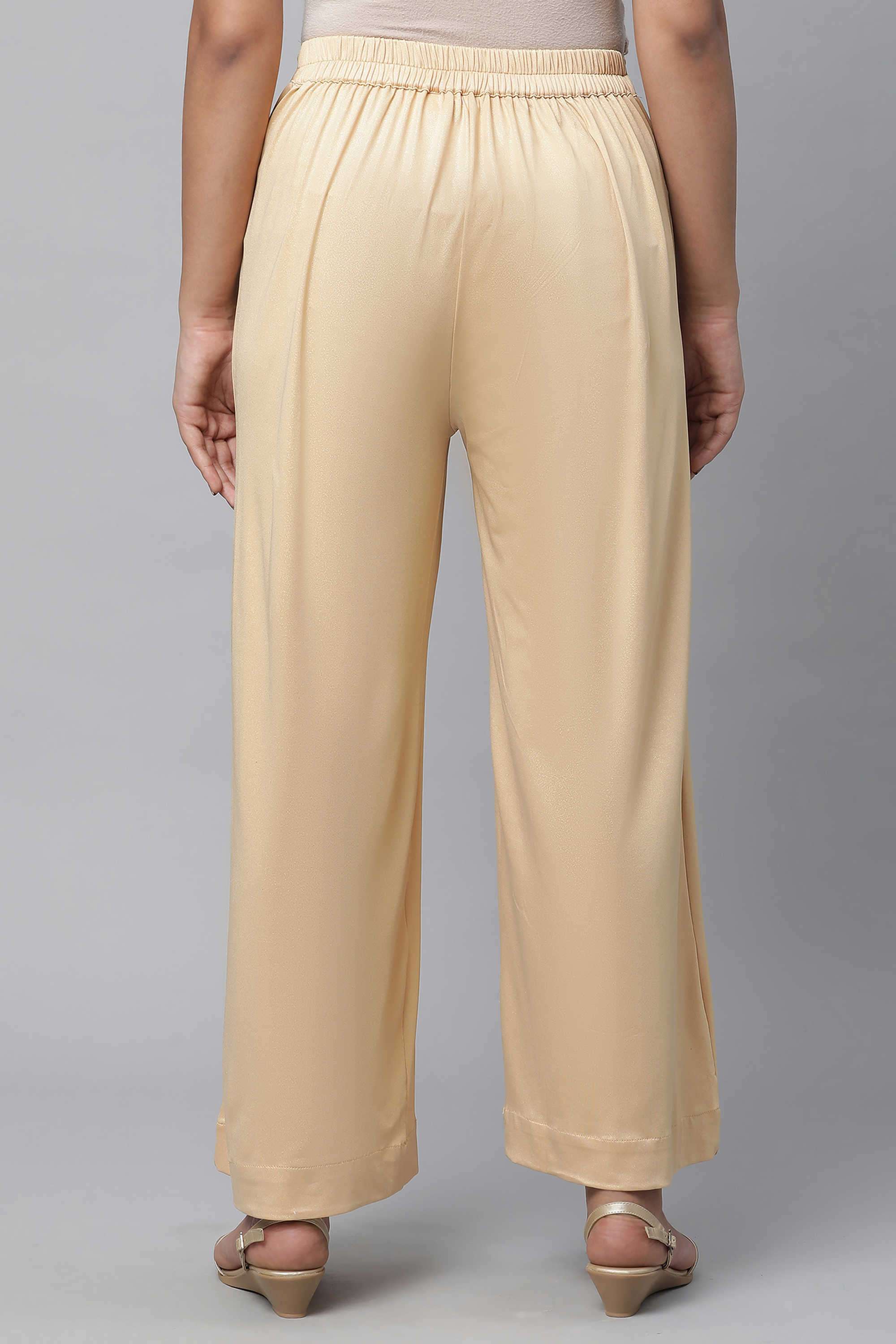 Solid-Blended-Fabric-Women-Palazzos