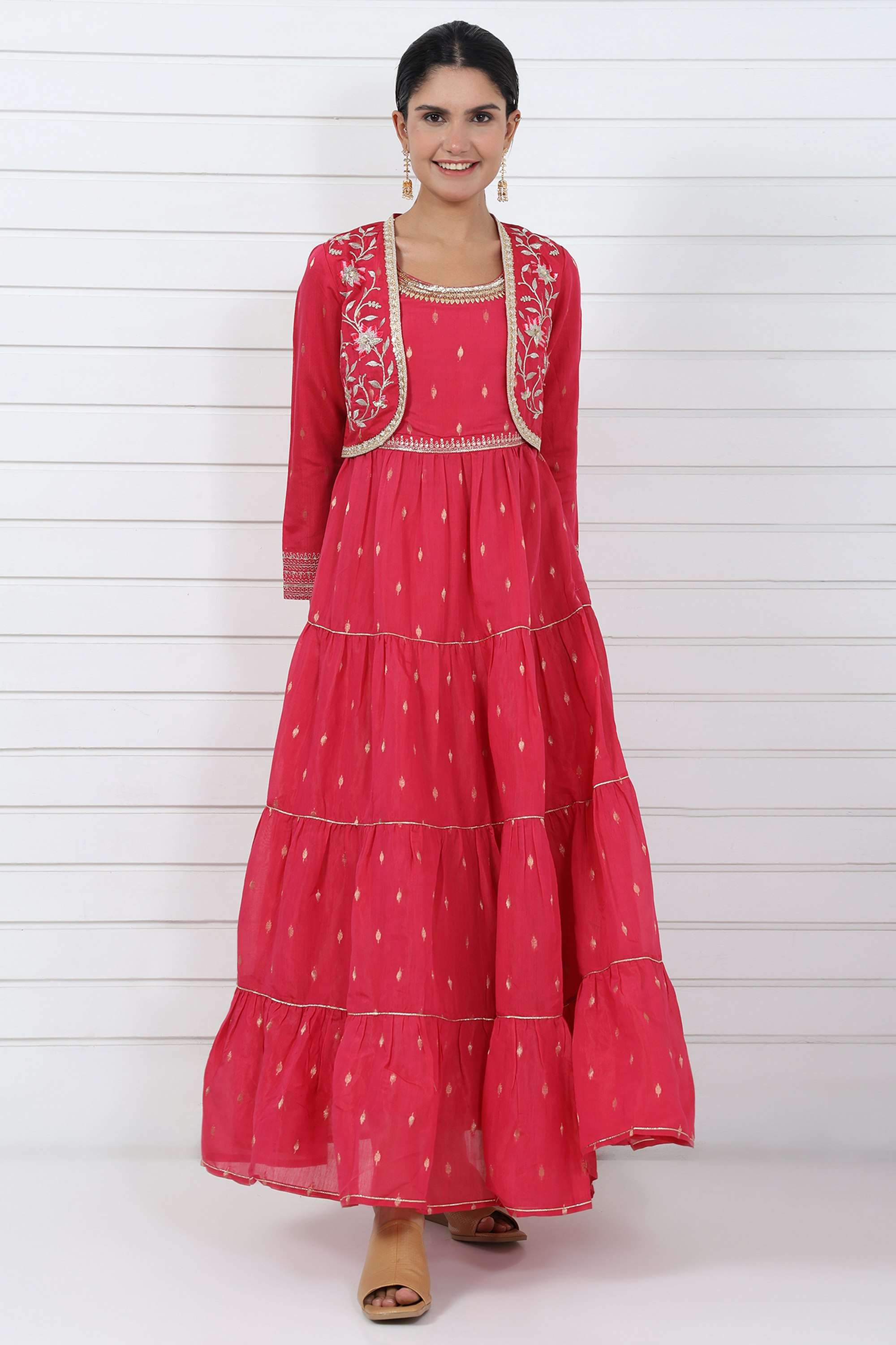 Abstract-Blended-Fabric-Round-Neck-Women-s-Dress