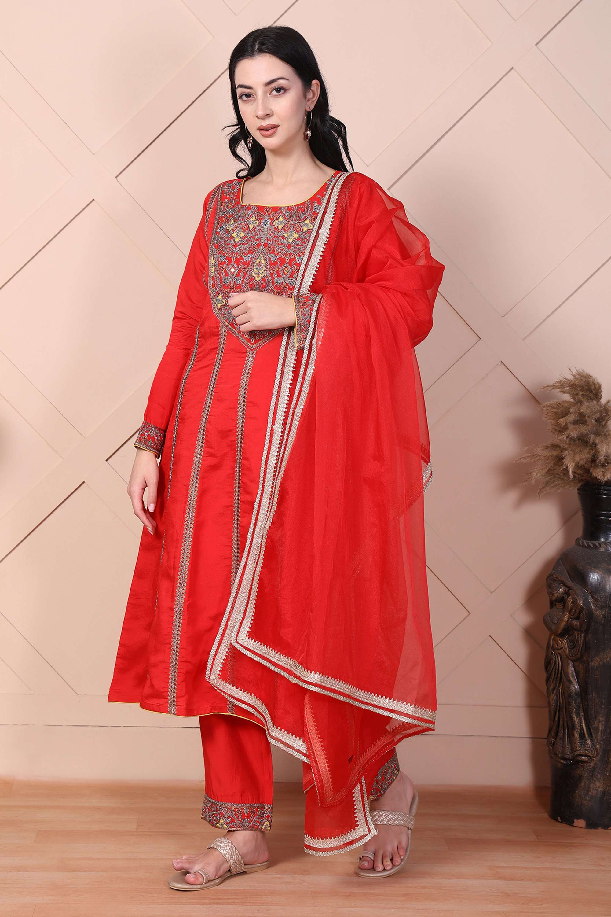 Embroidered-Blended-Fabric-Women-Kurta-with-Pant-and-Dupatta