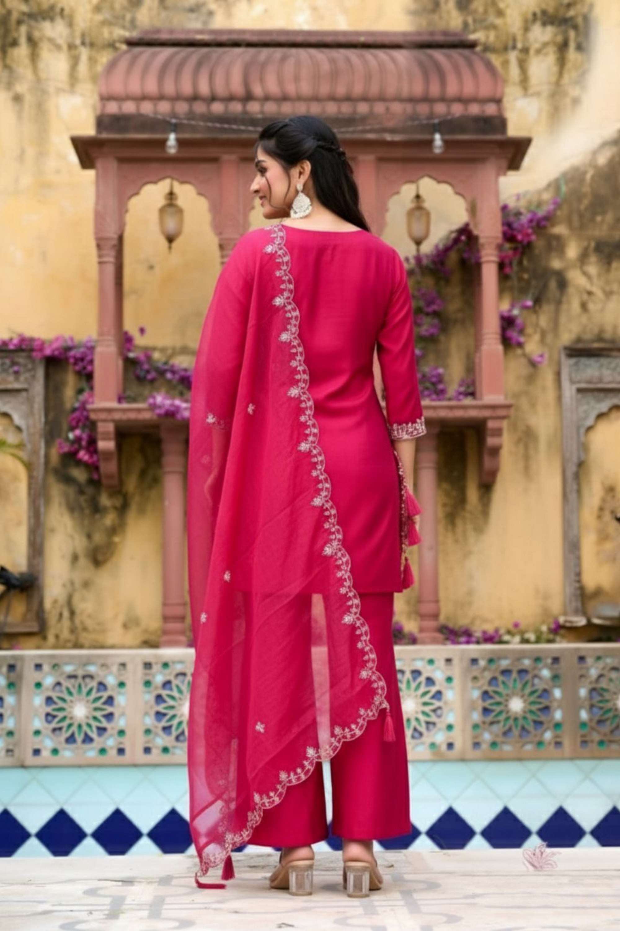 Solid-Blended-Fabric-Woven-Women-s-Kurta-Set