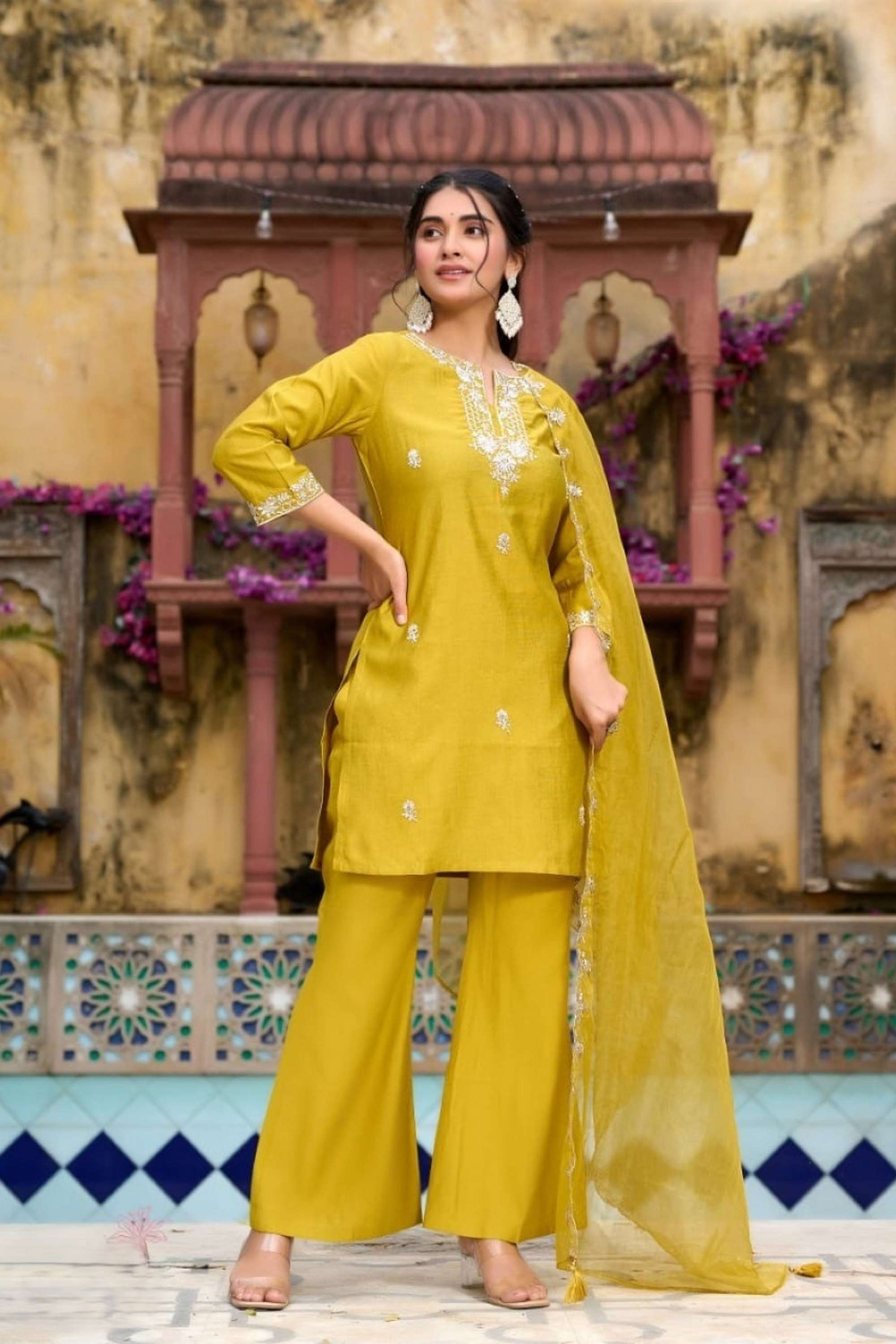Solid-Blended-Fabric-Woven-Women-s-Kurta-Set