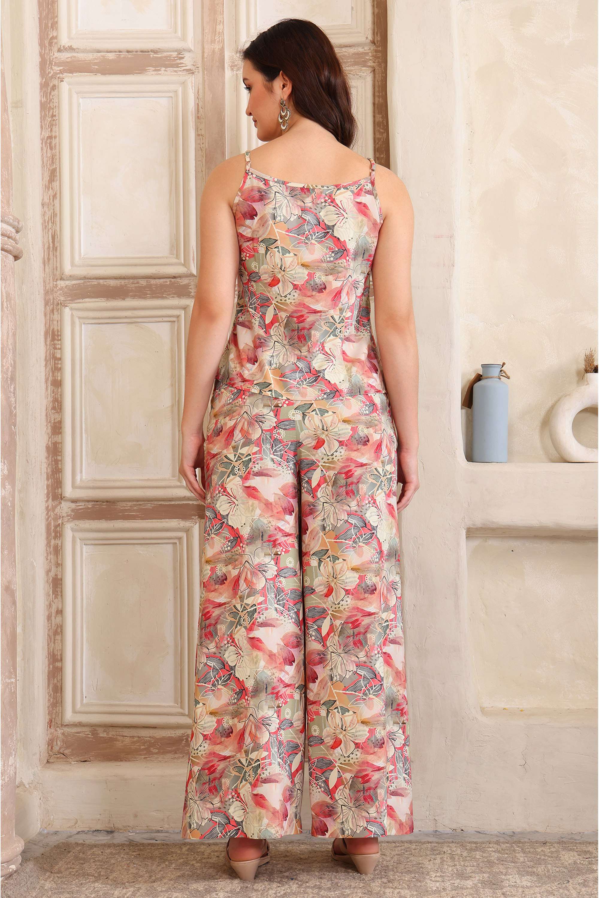 Tie-&-Dye-Polyester-Round-Neck-Women-s-Fusion-Wear-Kurta-Set