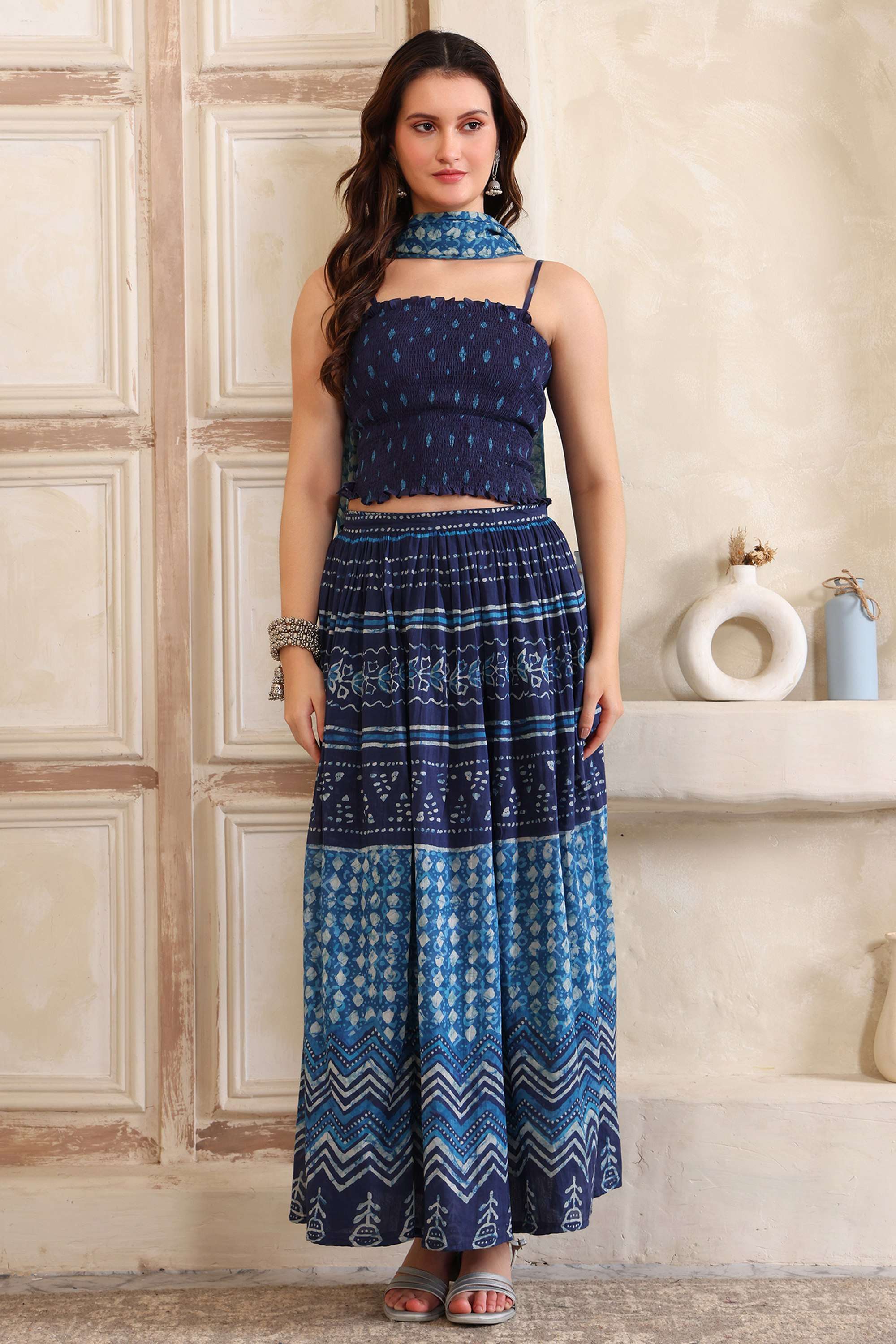 Floral-Polyester-Sweetheart-Neck-Women-s-Fusion-Wear-Kurta-set