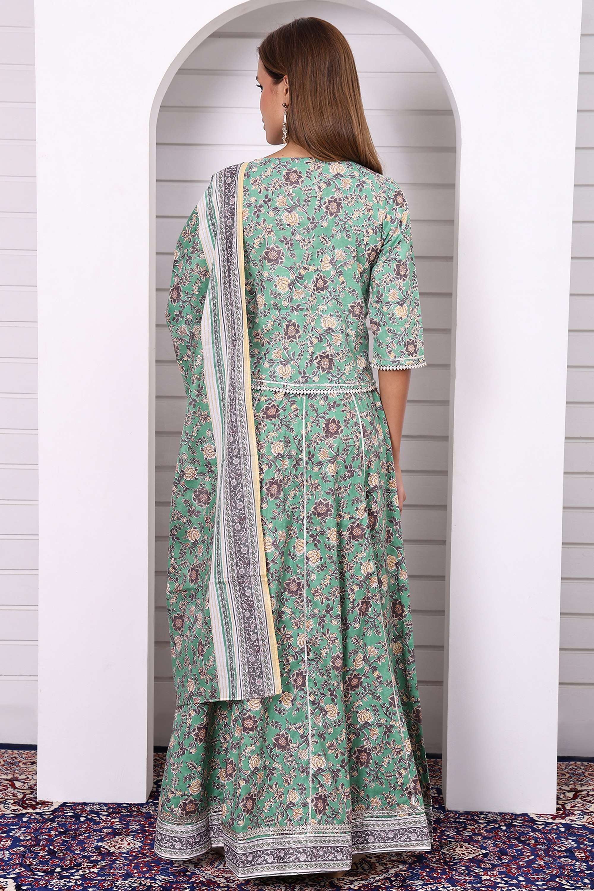 Floral-Pure-Cotton-V-Neck-Women-s-Top