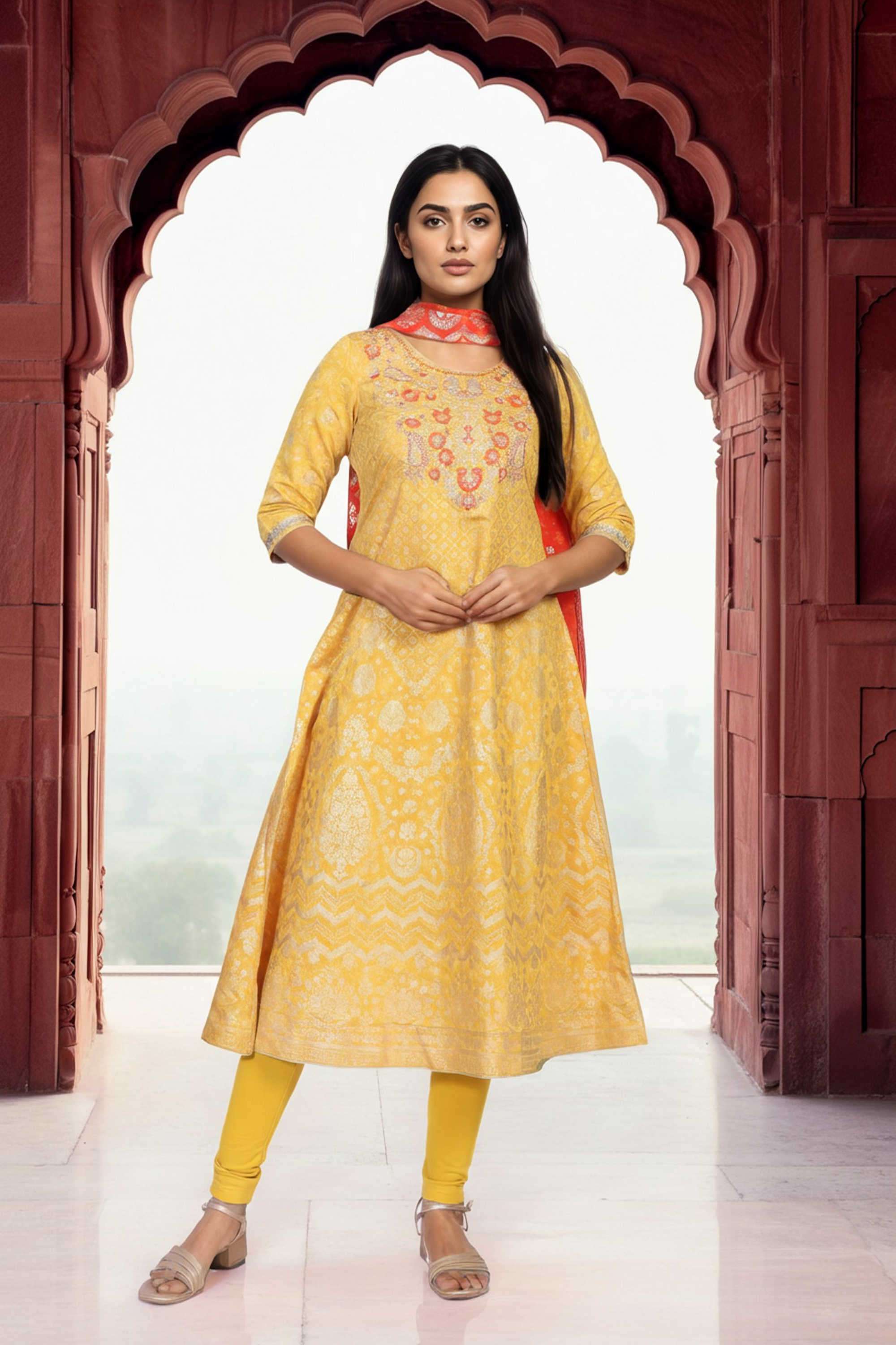 Embroidered-Blended-Fabric-Women-s-Festive-Wear-Kurta-Set