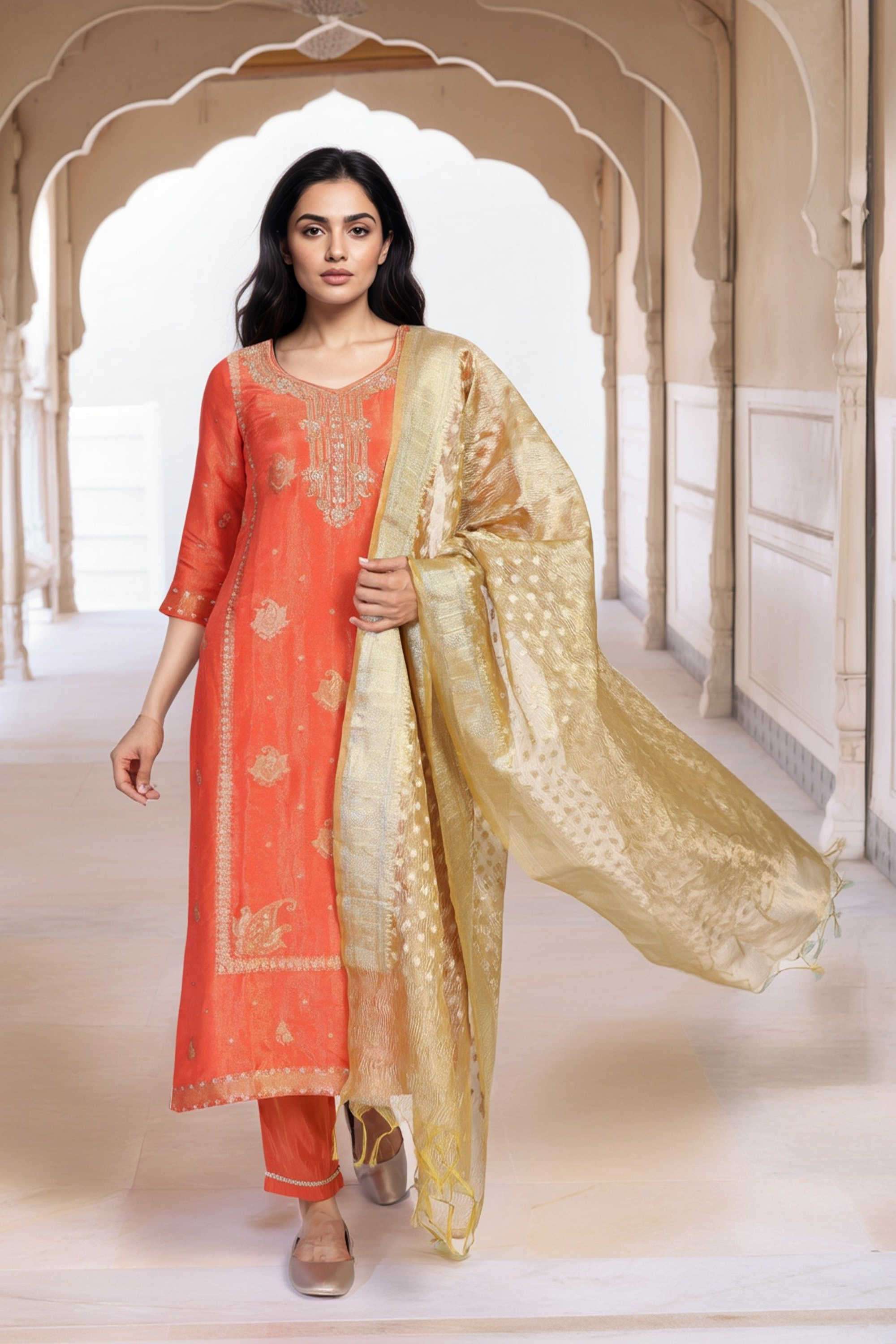 Textured-Viscose-Women-Kurta-with-Pant-and-Dupatta