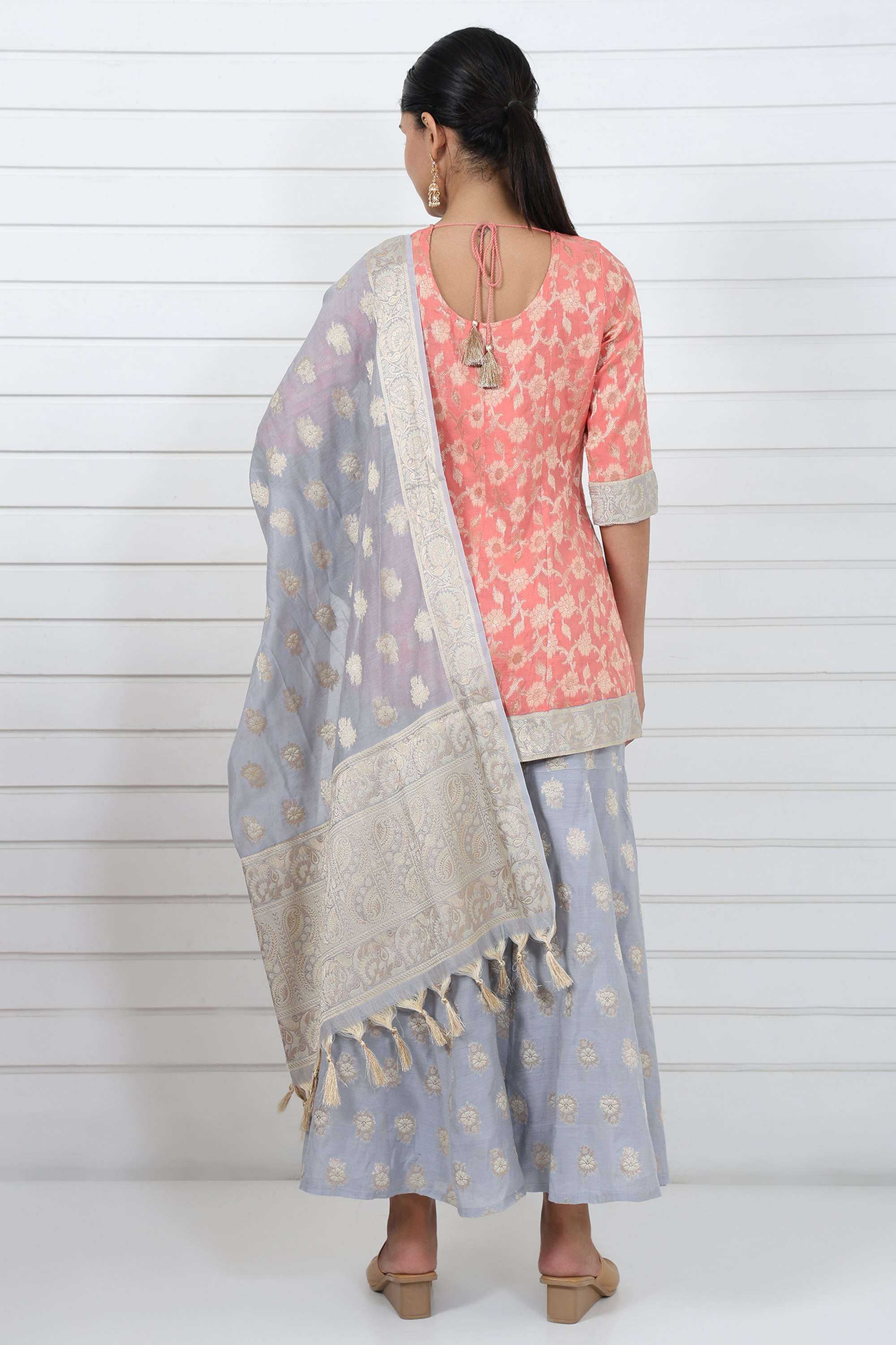Abstract-Polyester-Scoop-Neck-Women-s-Fusion-Wear-Kurta-set