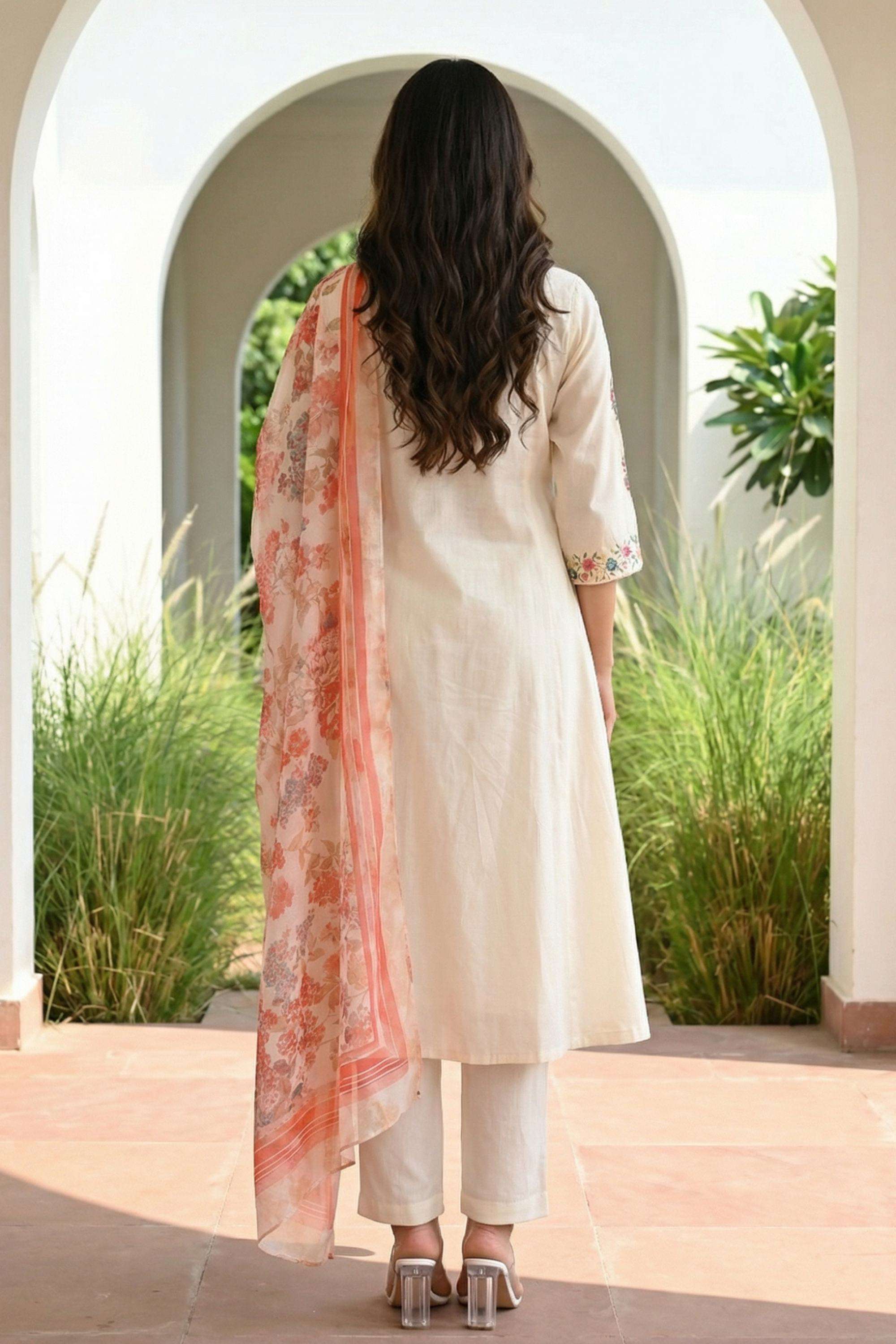 Embroidered-Viscose-V-Neck-Women-Festive-Wear-Kurta-with-Pant-and-Dupatta