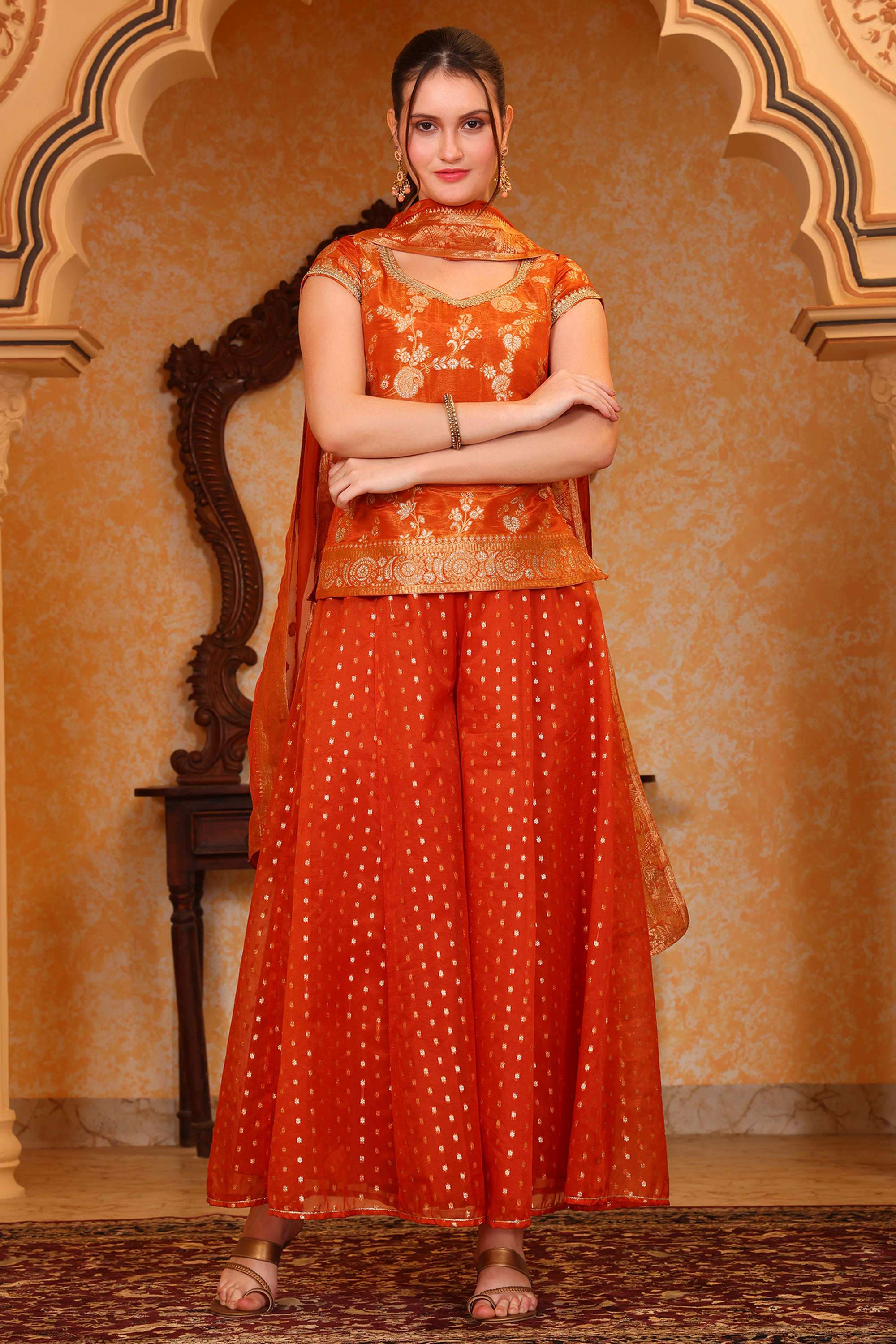 Foil-Print-Calf-Length-Viscose-Woven-Women-s-Kurta-Set
