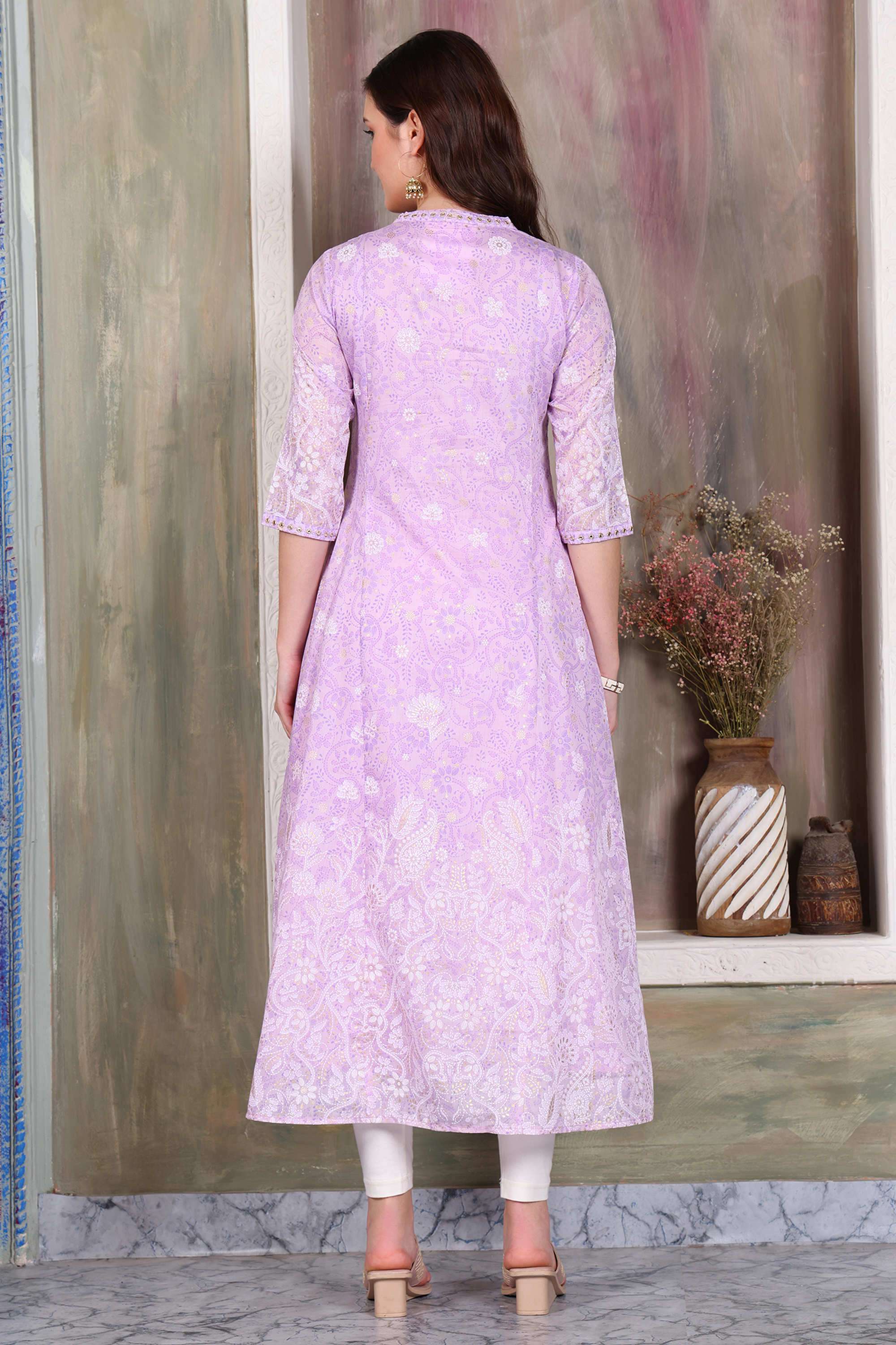 Floral-Above-Knee-Pure-Cotton-Woven-Women-s-Kurta-Set