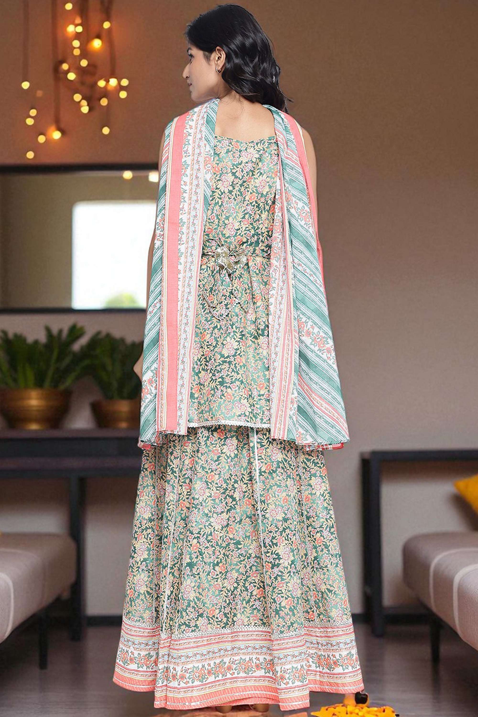 Floral-Pure-Cotton-Boat-Neck-Women-s-Ethnic-Kurta-set
