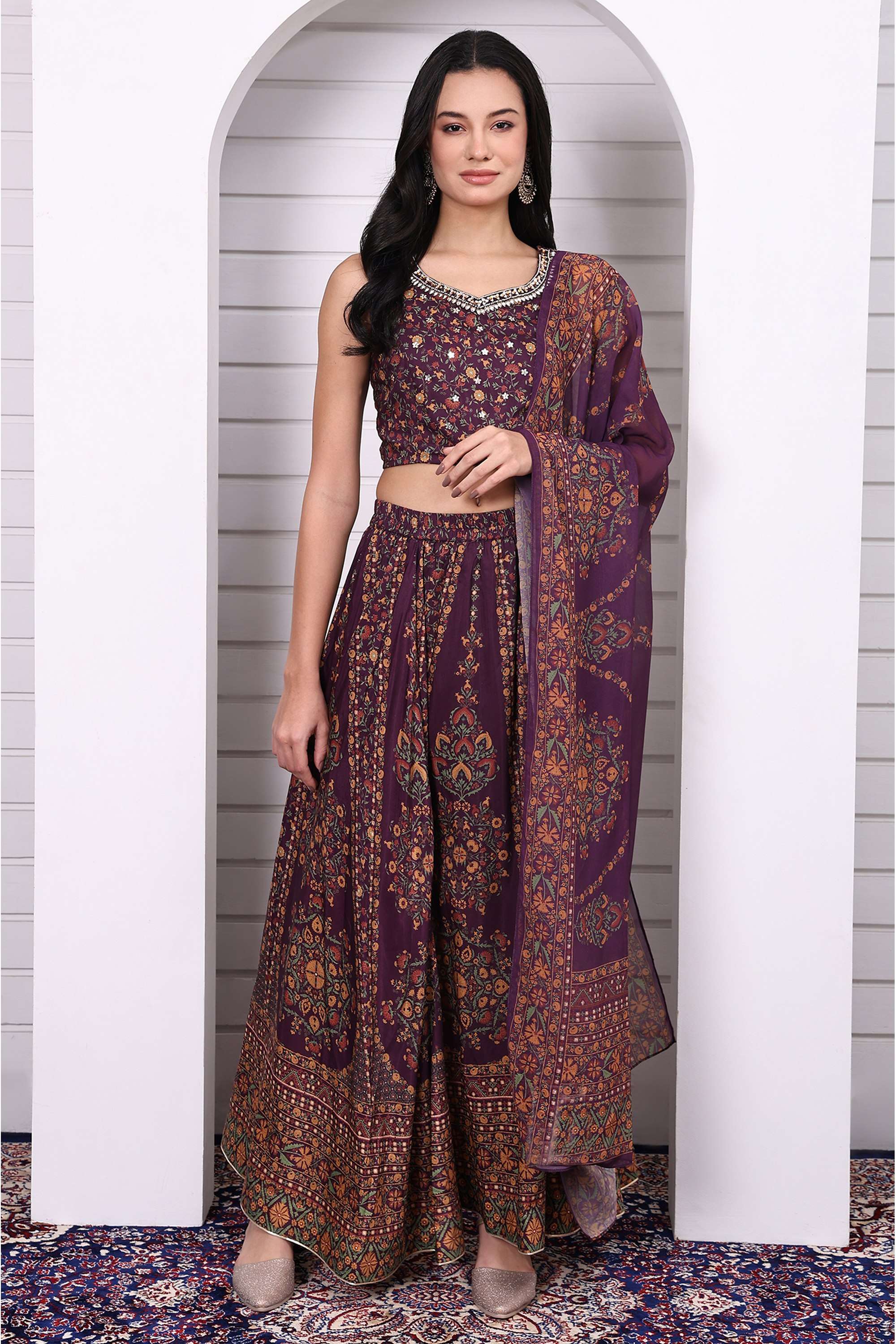 Abstract-Polyester-Sweetheart-Neck-Women-s-Top