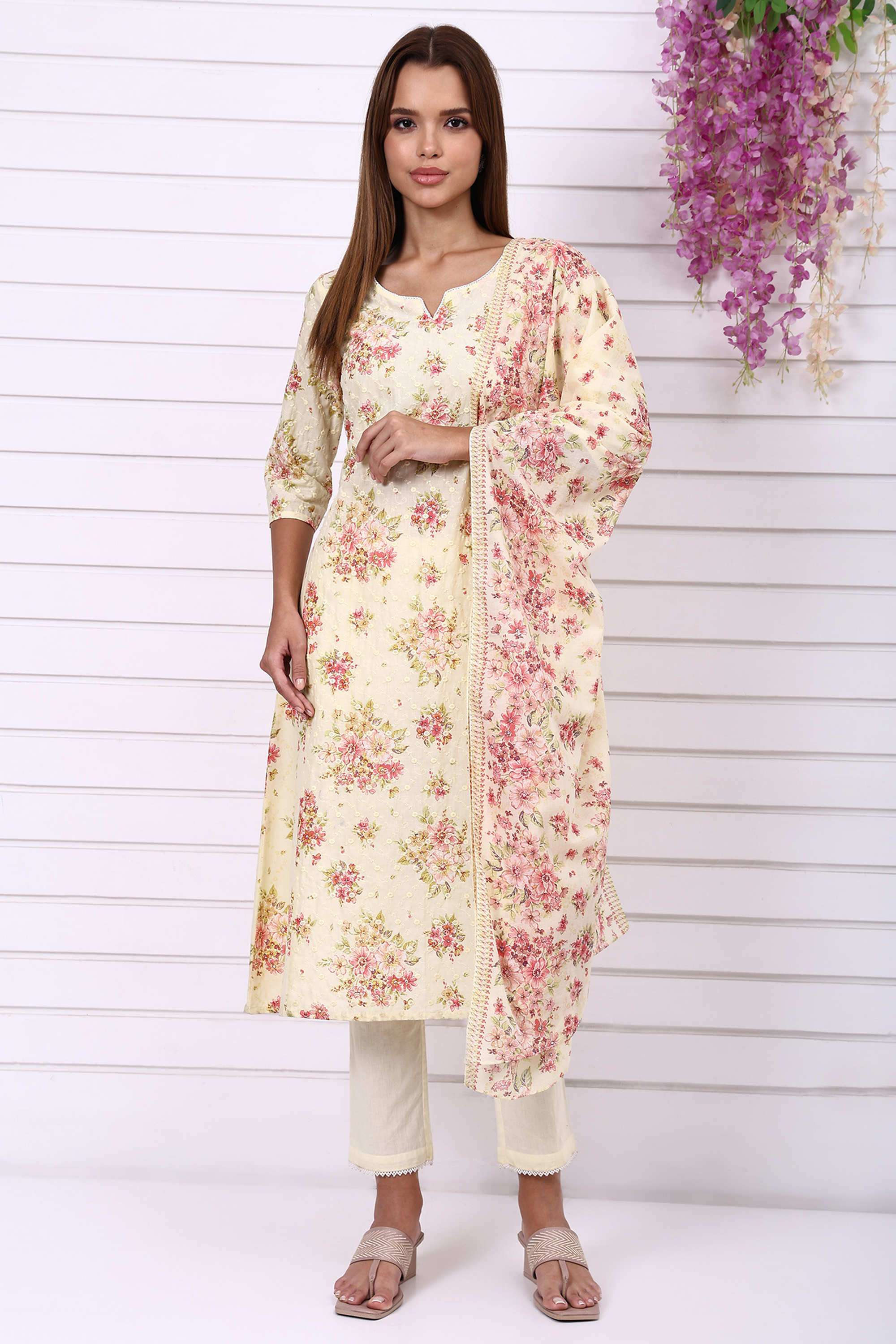 Embroidered-Calf-Length-Pure-Cotton-Woven-Women-s-Kurta-Set