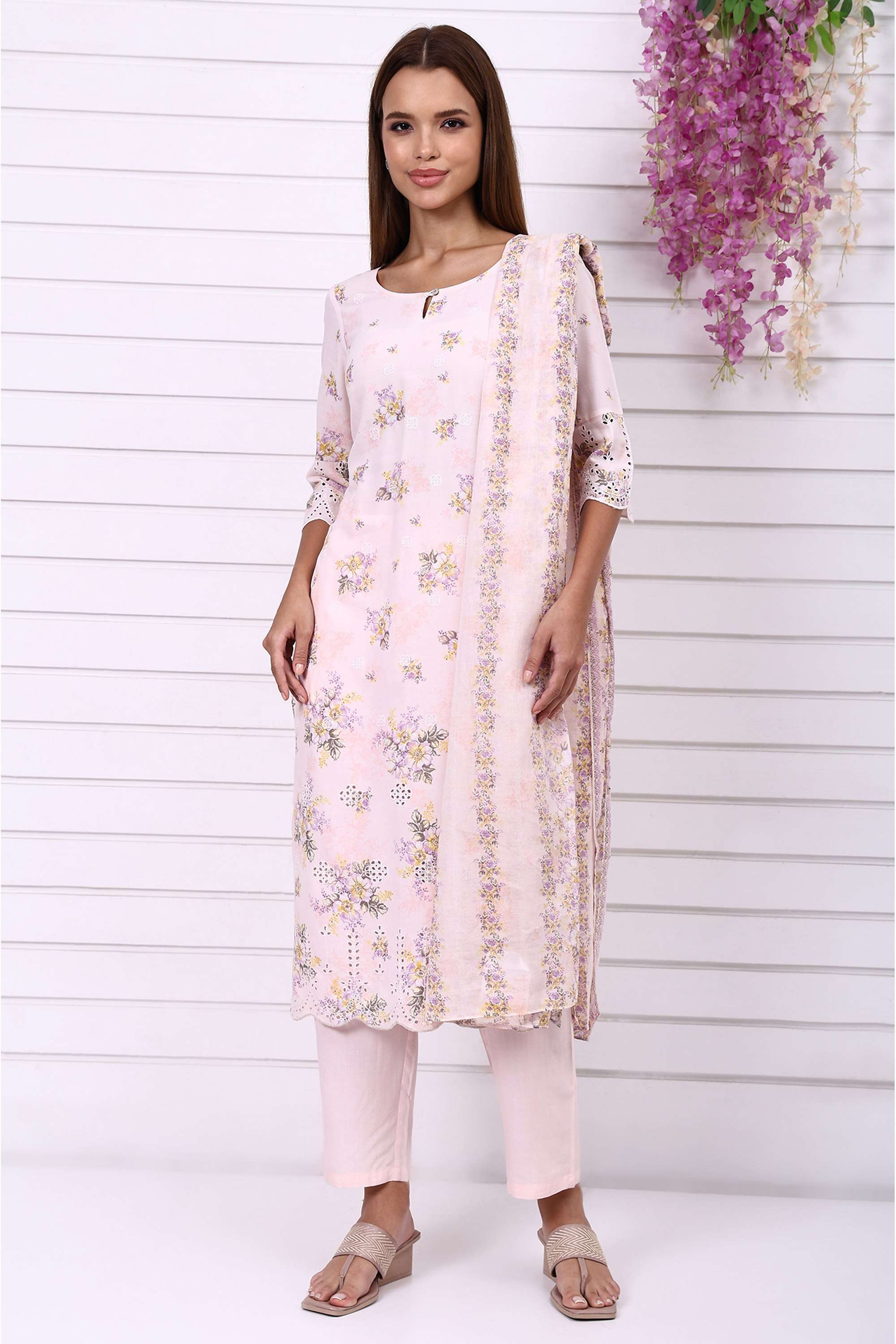 Embroidered-Round-Neck-Viscose-Women-Kurta-with-Pant-and-Dupatta
