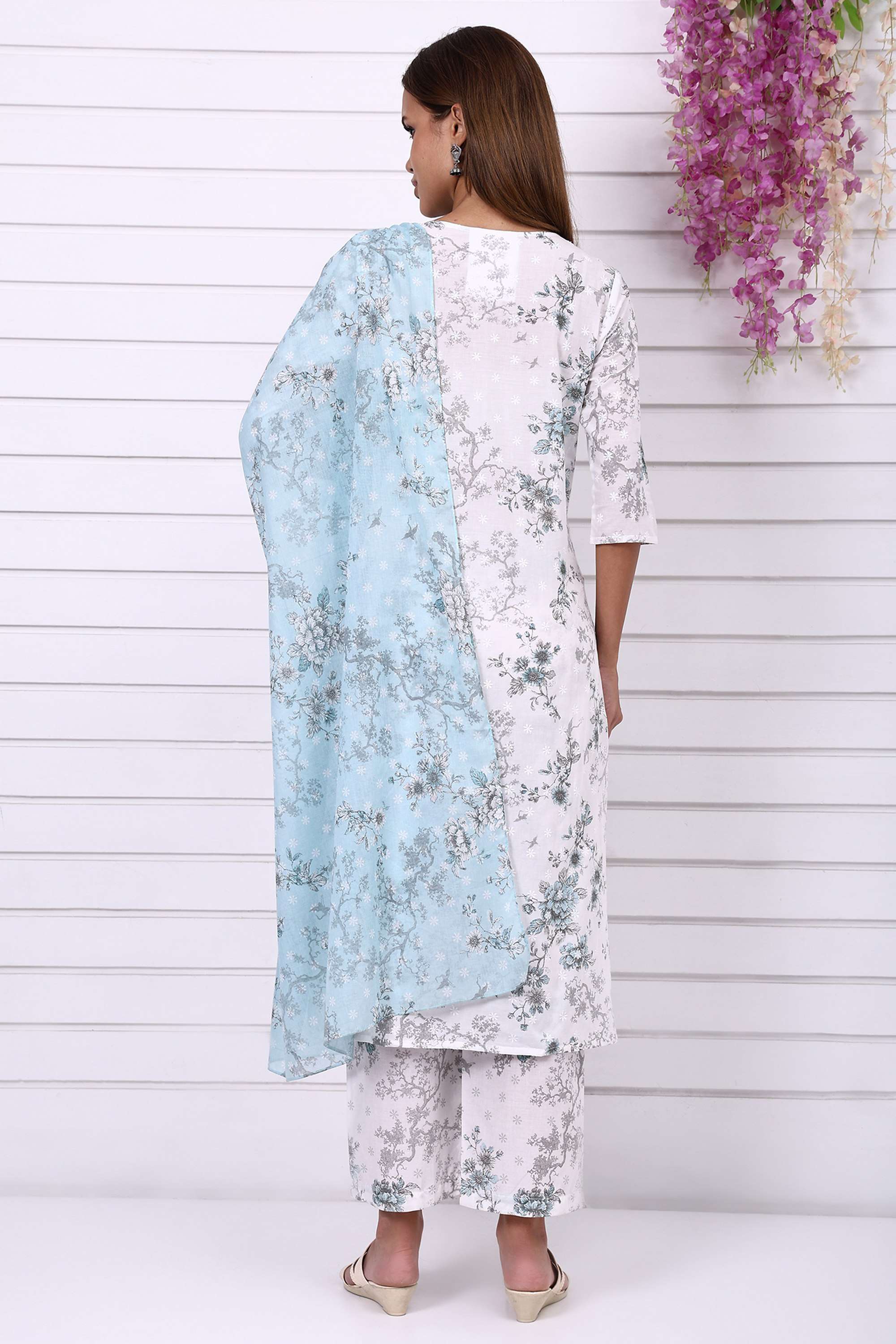 Embroidered-Cotton-Women-s-Fusion-Wear-Kurta-Set