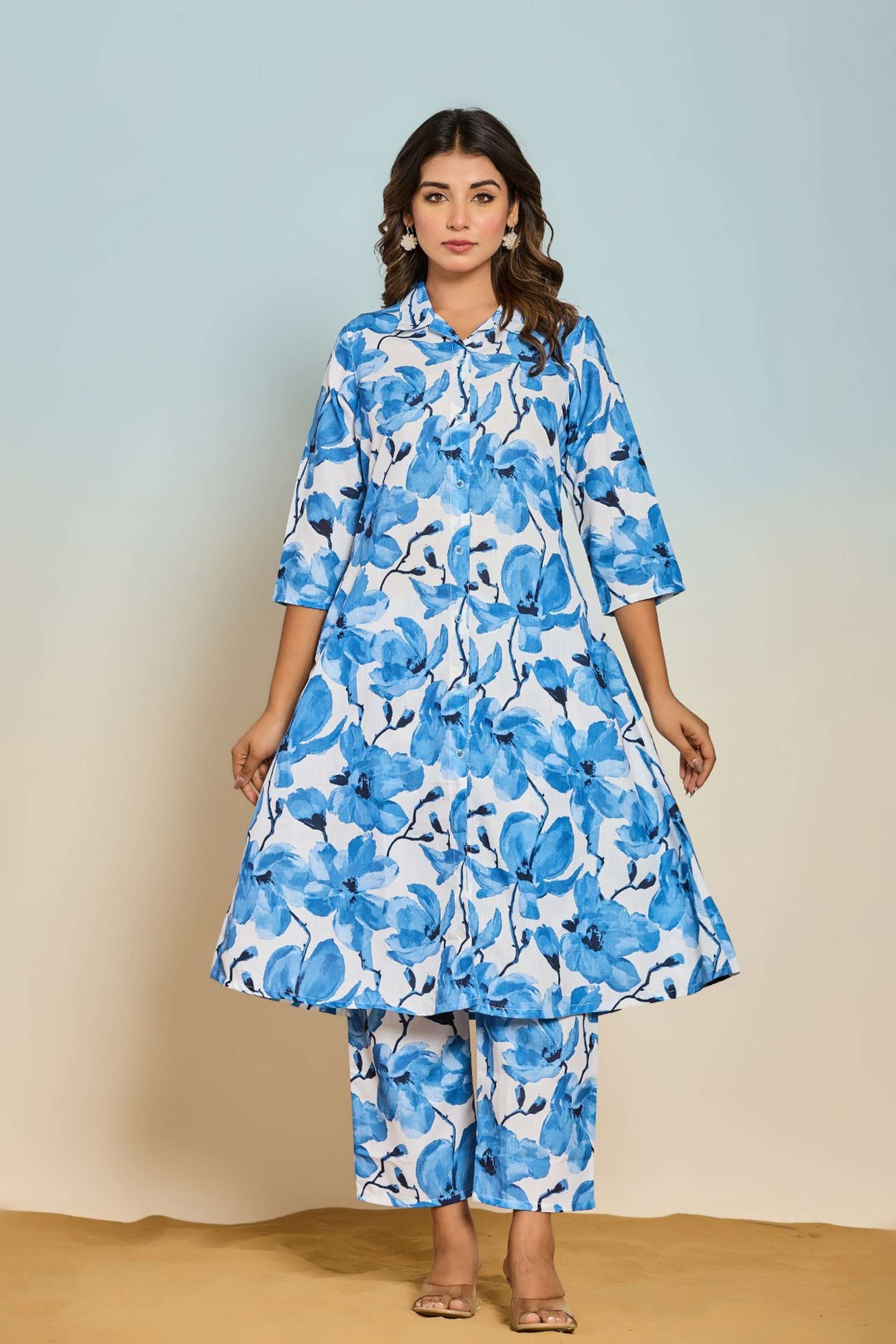 Printed-Cotton-Blend-Collared-Women-s-Co-Ord-Set