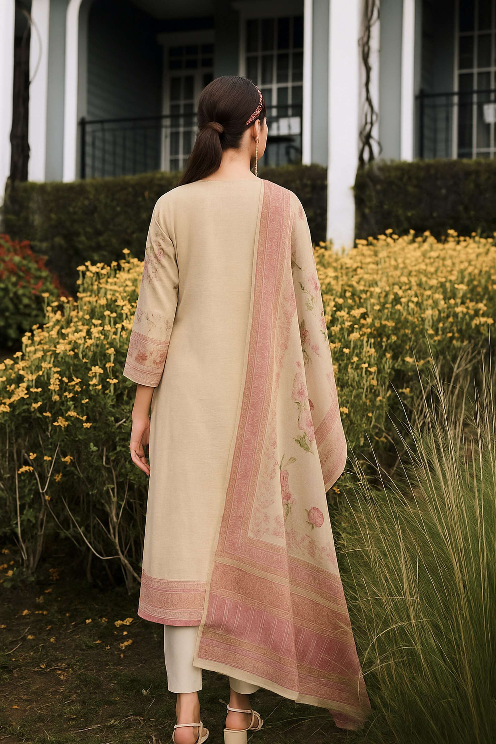 Printed-Cotton-V-Neck-Women-s-Kurta-Set