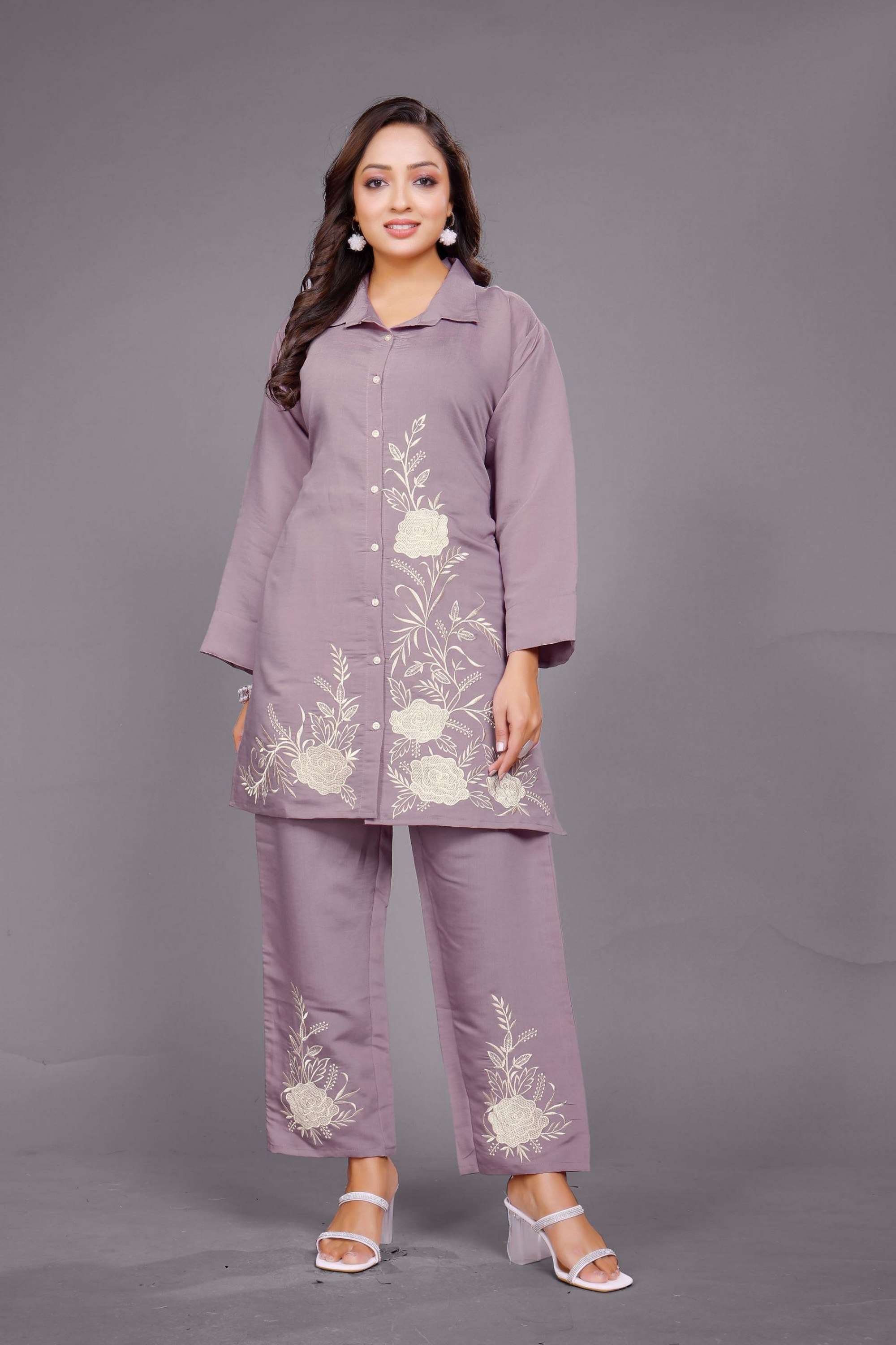 Floral-Viscose-Collared-Women-s-Co-Ord-Set