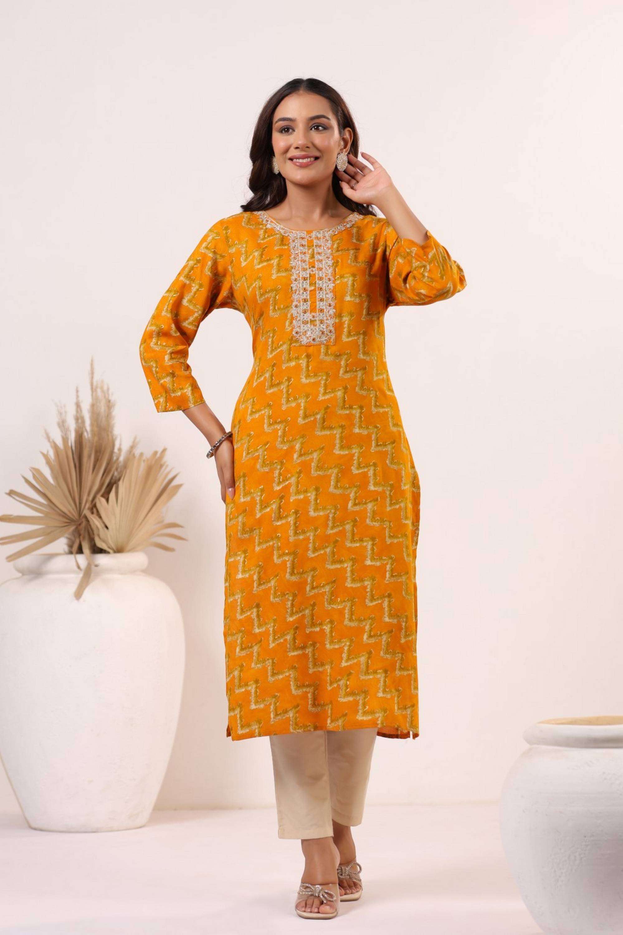 Embroidered-Cotton-Blend-Women-s-Festive-Wear-Kurta-Set