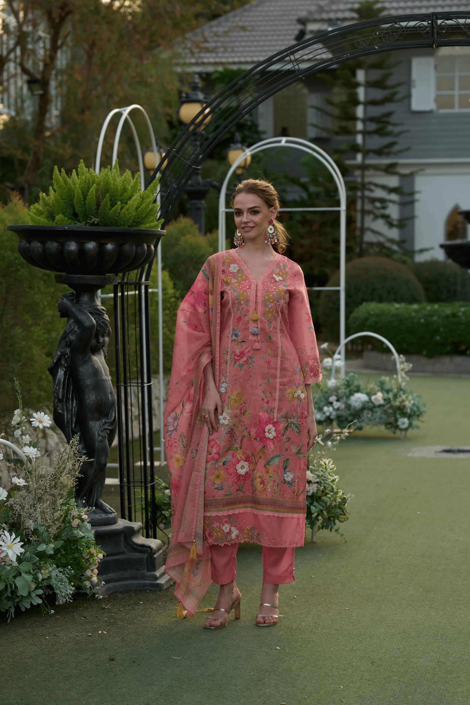 Solid-Cotton-Blend-Women-s-Festive-Wear-Kurta-Set