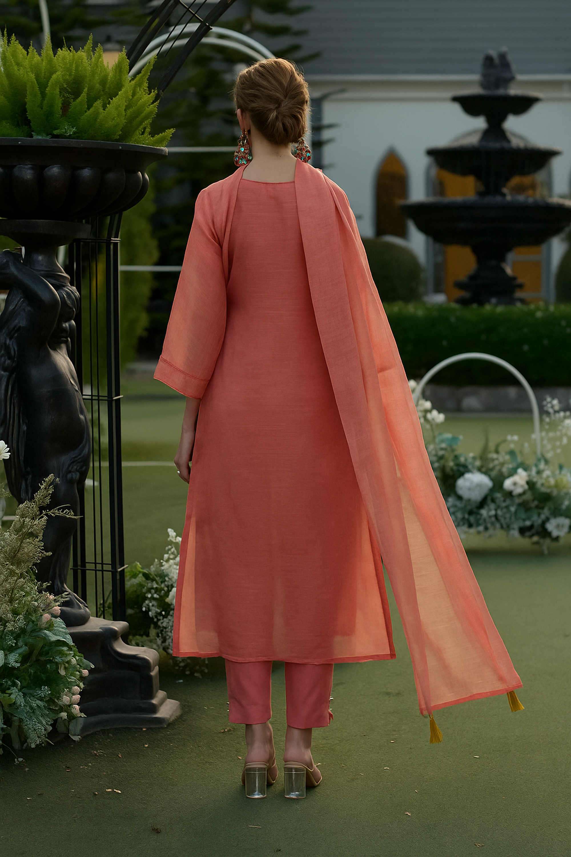 Solid-Cotton-Blend-Women-s-Festive-Wear-Kurta-Set