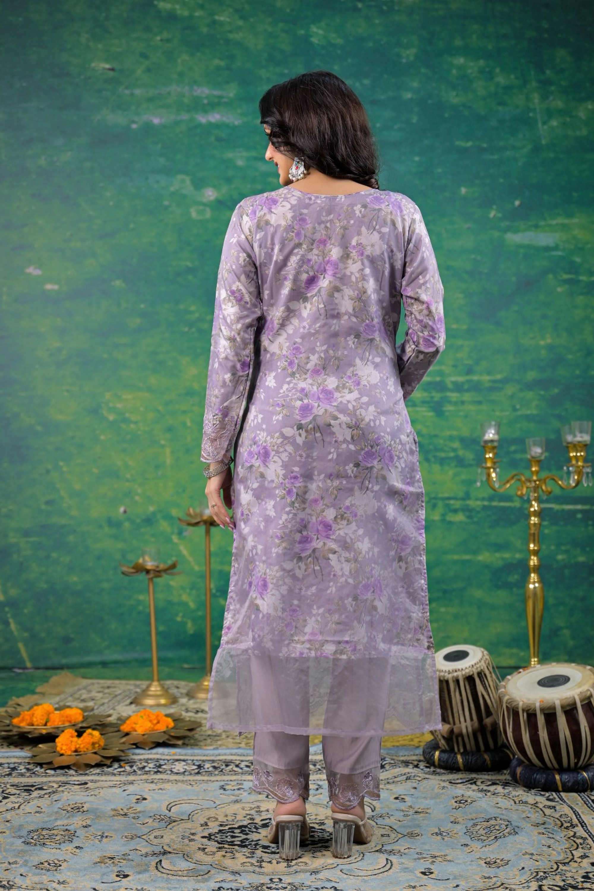 Textured-Organza-Women-s-Festive-Wear-Kurta-Set