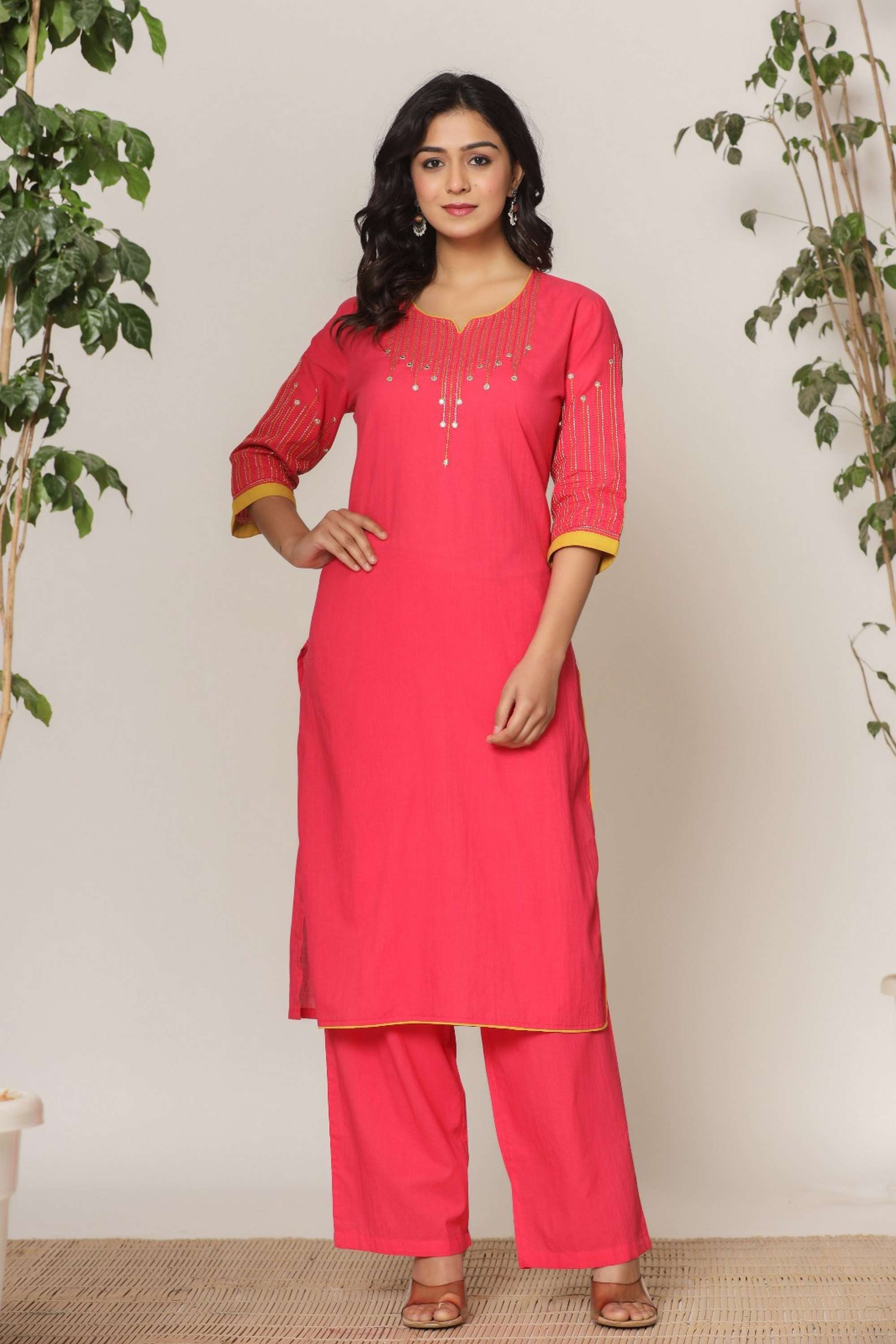 Printed-Cotton-V-Neck-Women-s-Co-Ord-Set