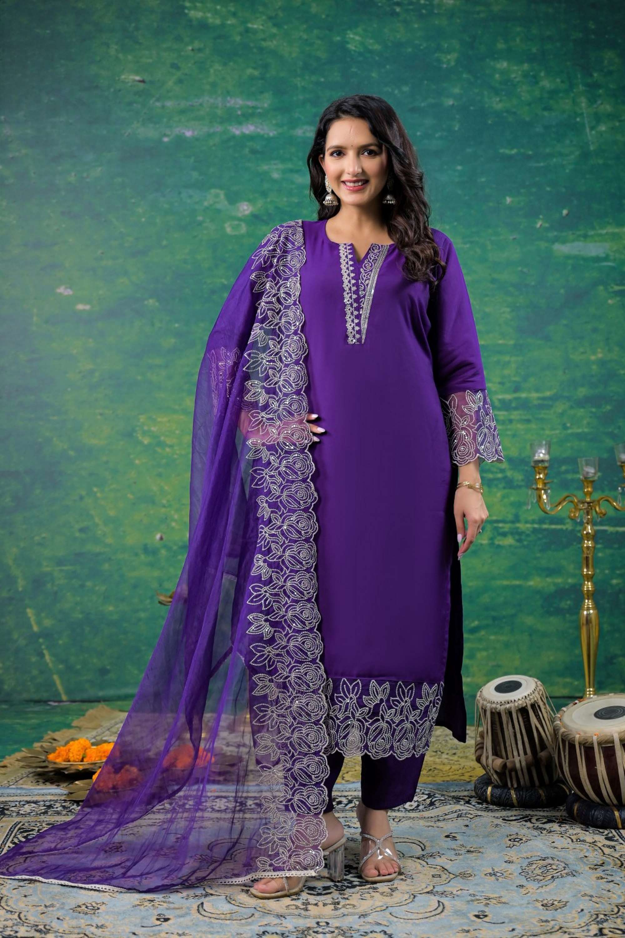 Blended-Fabric-Straight-Fit-Women-s-Kurta-Set