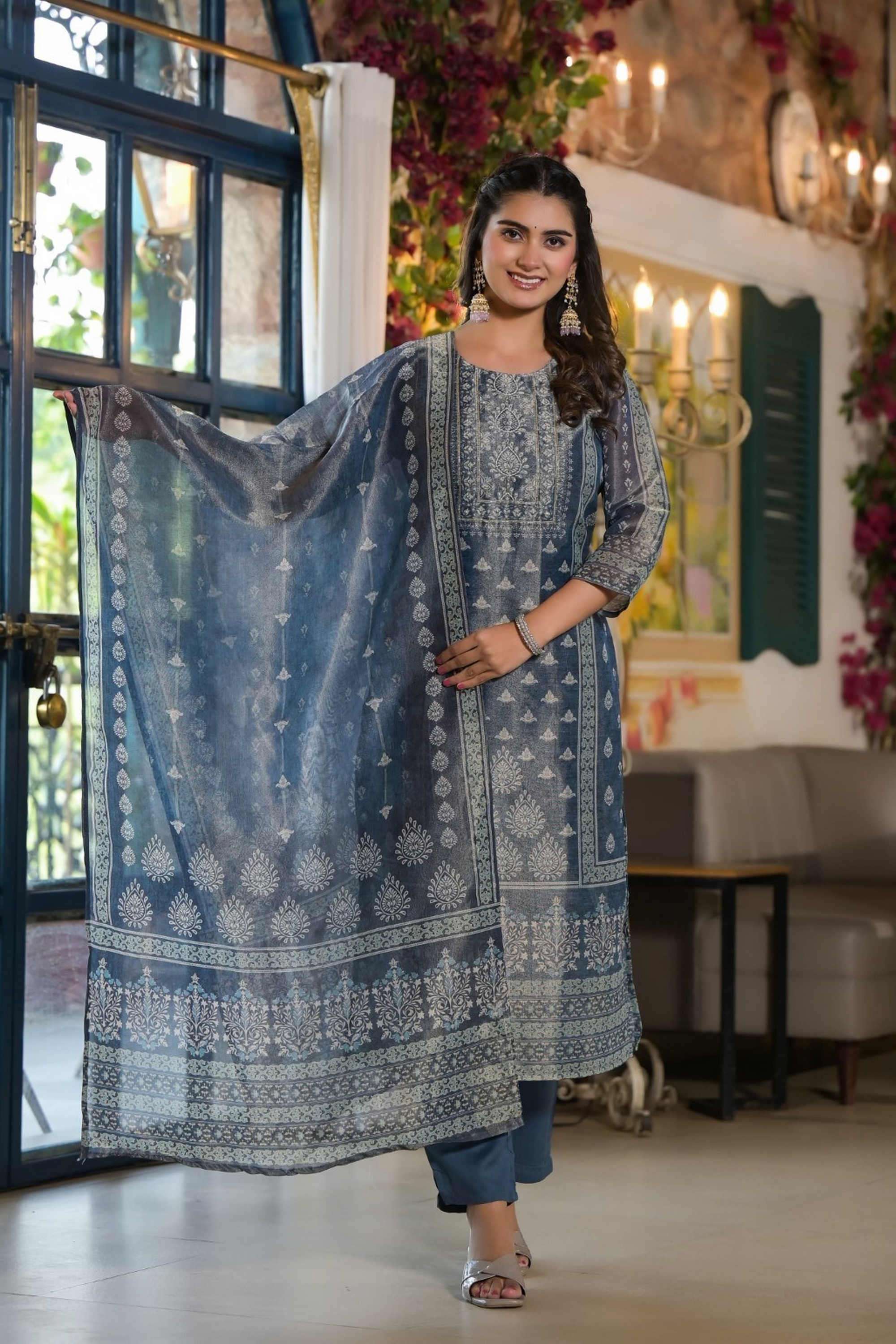 Solid-Cotton-Women-s-Ethnic-Kurta-Set