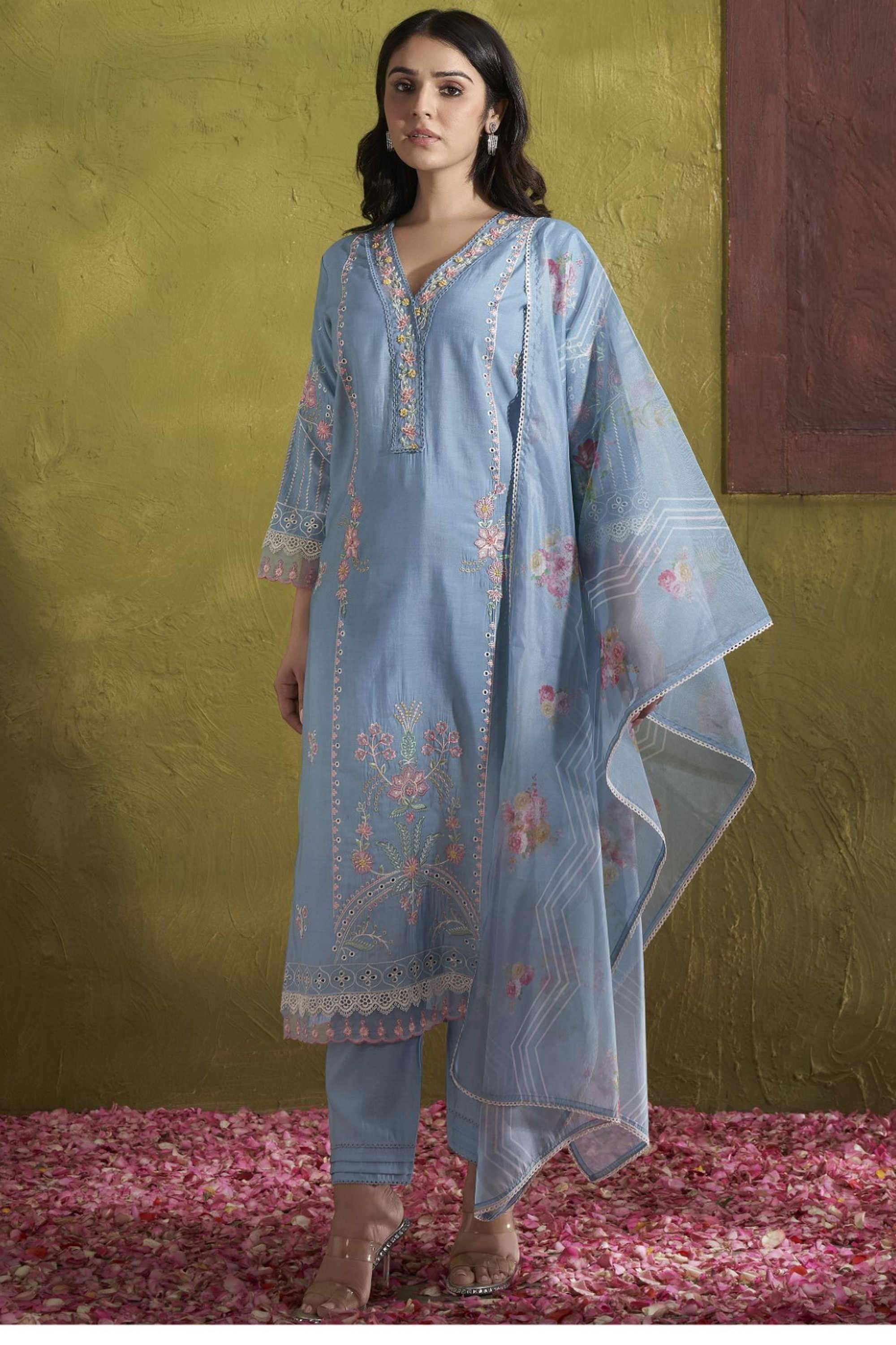 Solid-Cotton-Women-s-Ethnic-Kurta-Set