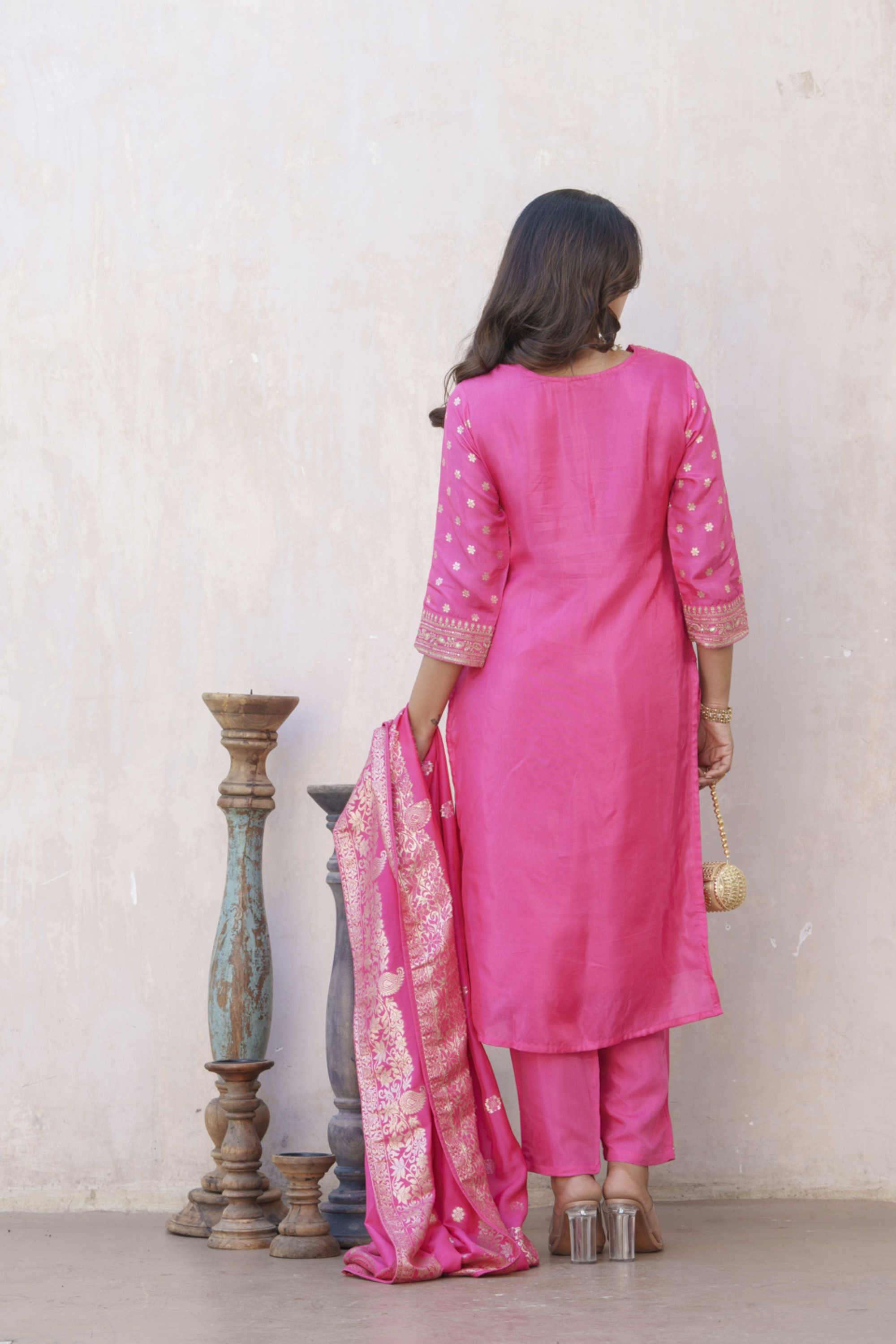 Solid-Silk-Women-s-Festive-Wear-Kurta-Set